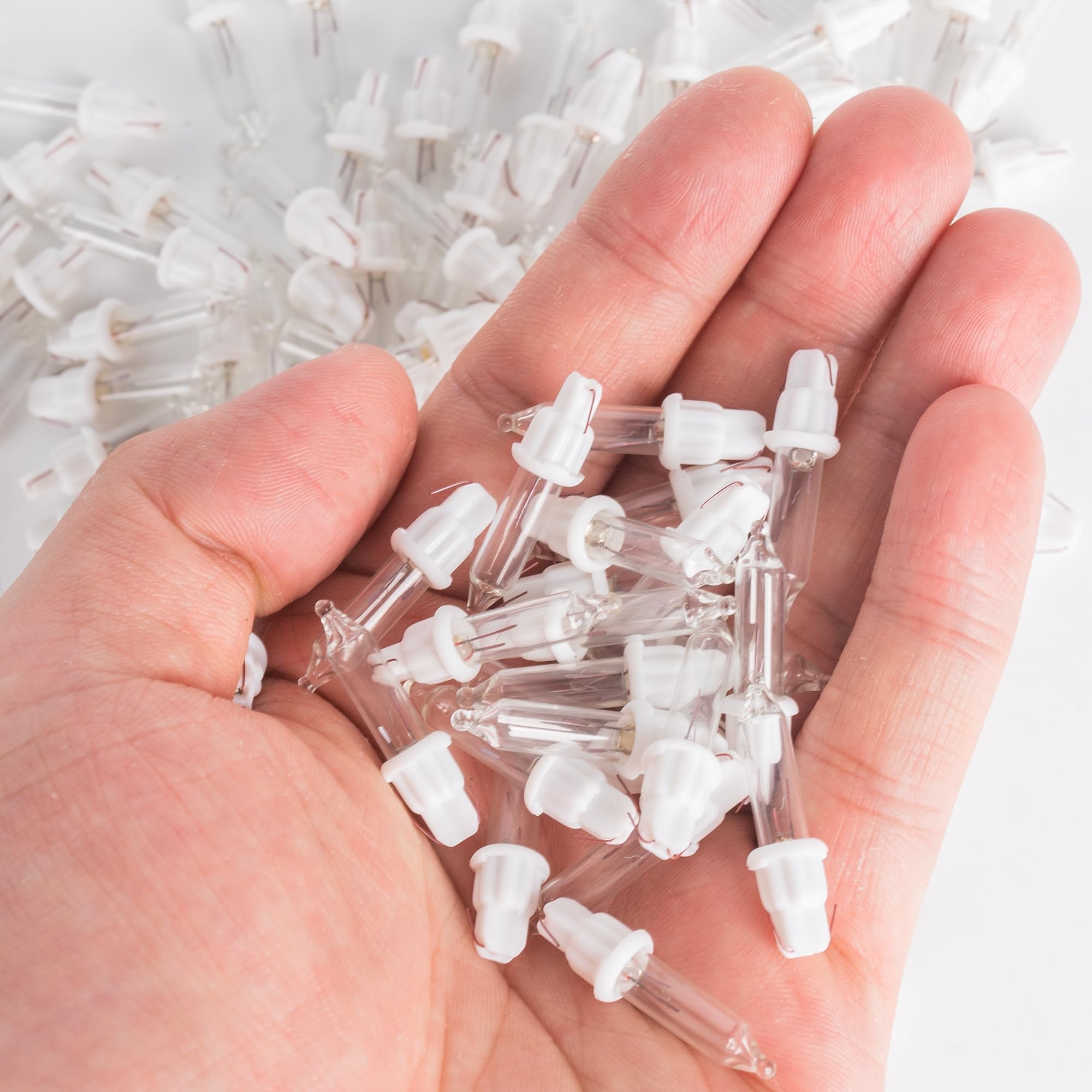 Dazzle Bright 120 Pcs Replacement Christmas Mini Light Bulbs, Warm White Incandescent String Light Bulbs With White Base, 2.5 V