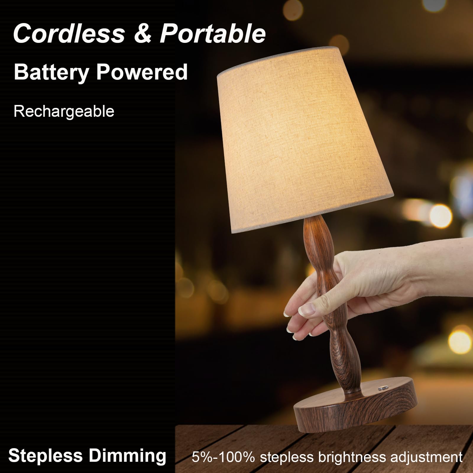 Castlelife Portable Cordless Table Lamp, Touch Desk Lamp Rechargeable Battery Powered, 3-Level Brightness Stepless Dimmable Beds