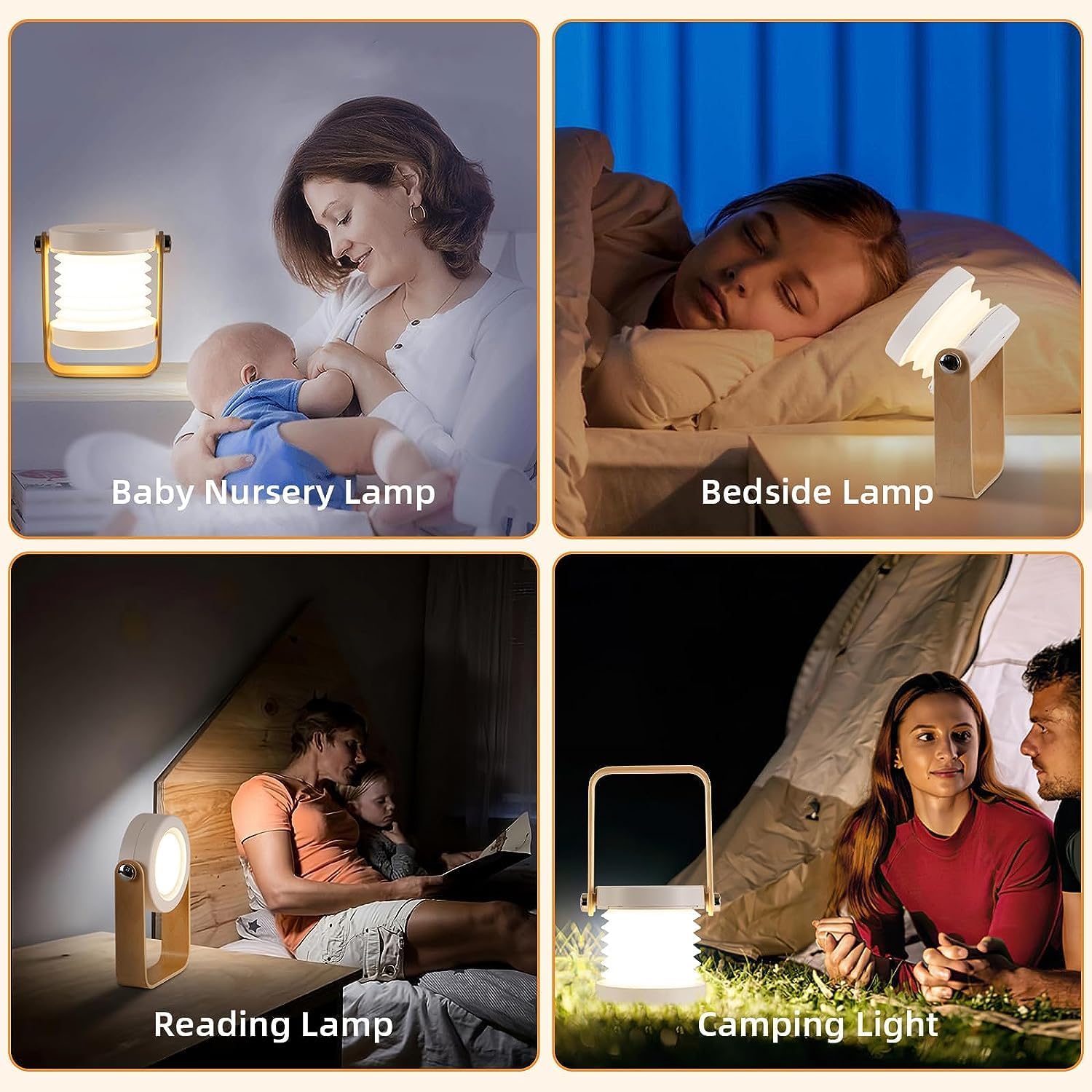Foldable Table Lamp, Cordless Table Lamps,Rechargeable Portable Folding Led Lantern Lamp,Battery Operated Reading Light Table Lamp,Dimmable