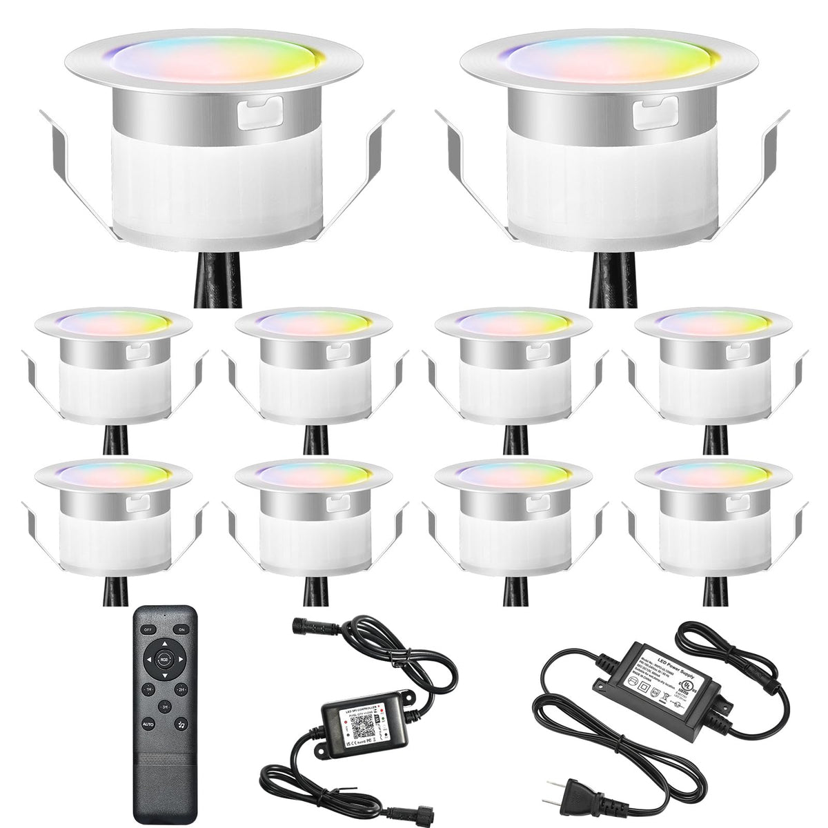 Fvtled Wifi Rgb Low Voltage Led Deck Lights Kit, 10Pcs F1.77 Wifi Wireless Smart Phone Control Work With Alexa Google Home Led R