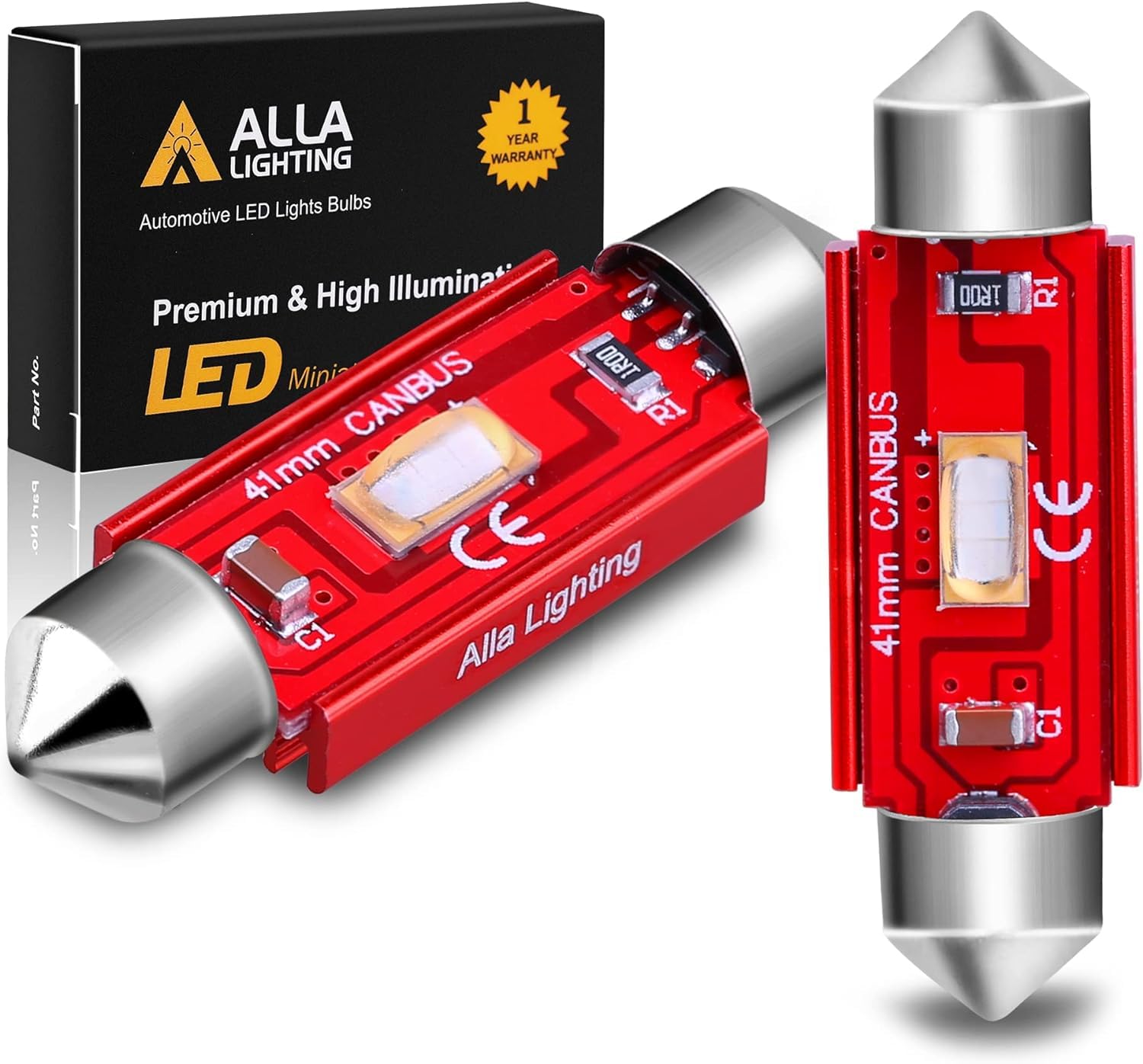 Alla Lighting 41Mm/42Mm 578 211-2 212-2 Led Festoon Bulbs, 10000K Blue Can-Bus Interior Dome, Map, Trunk, Step Courtesy Lights Lamps