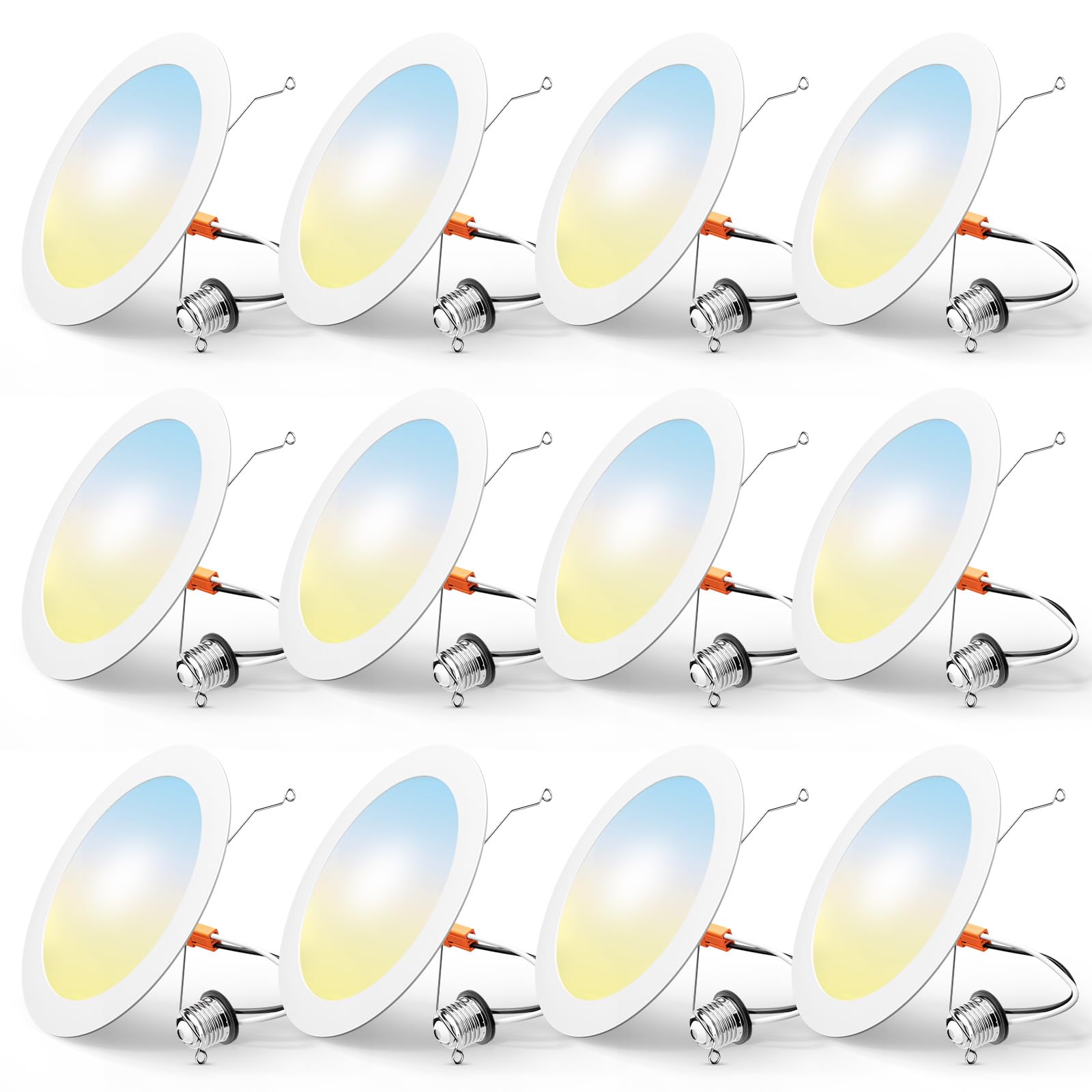 FREELICHT 12 Pack 6 Inch Dimmable LED Recessed Lighting, 10W 1000LM, Selectable 2700K-6000K, White,