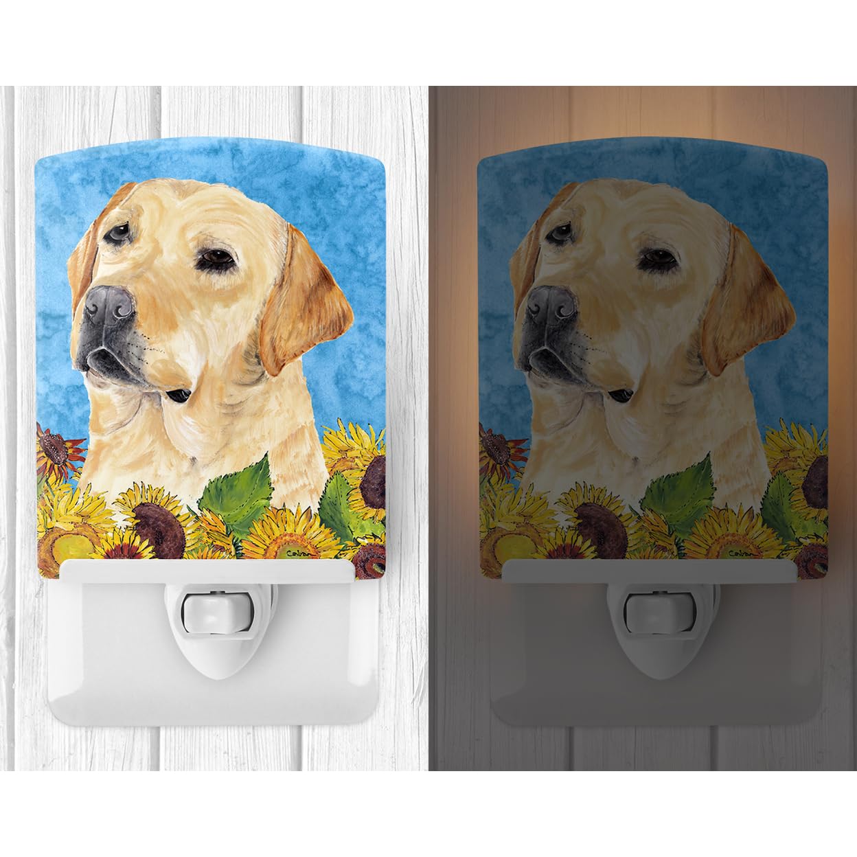 Carolines Treasures Ceramic Night Light, Labrador in Summer Flowers, UL-Certified, 6x4x3 inches, Model SC9056CNL, Multicolor