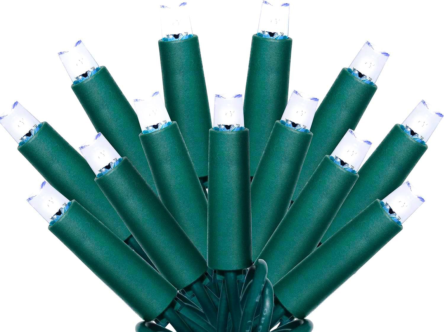 broulove Christmas Lights Outdoor 50 Count, 25 ft Christmas Lights Outdoor Indoor, Commercial Grade, Heavy Duty Green Wire, Pure White Light, 6 inches Spacing