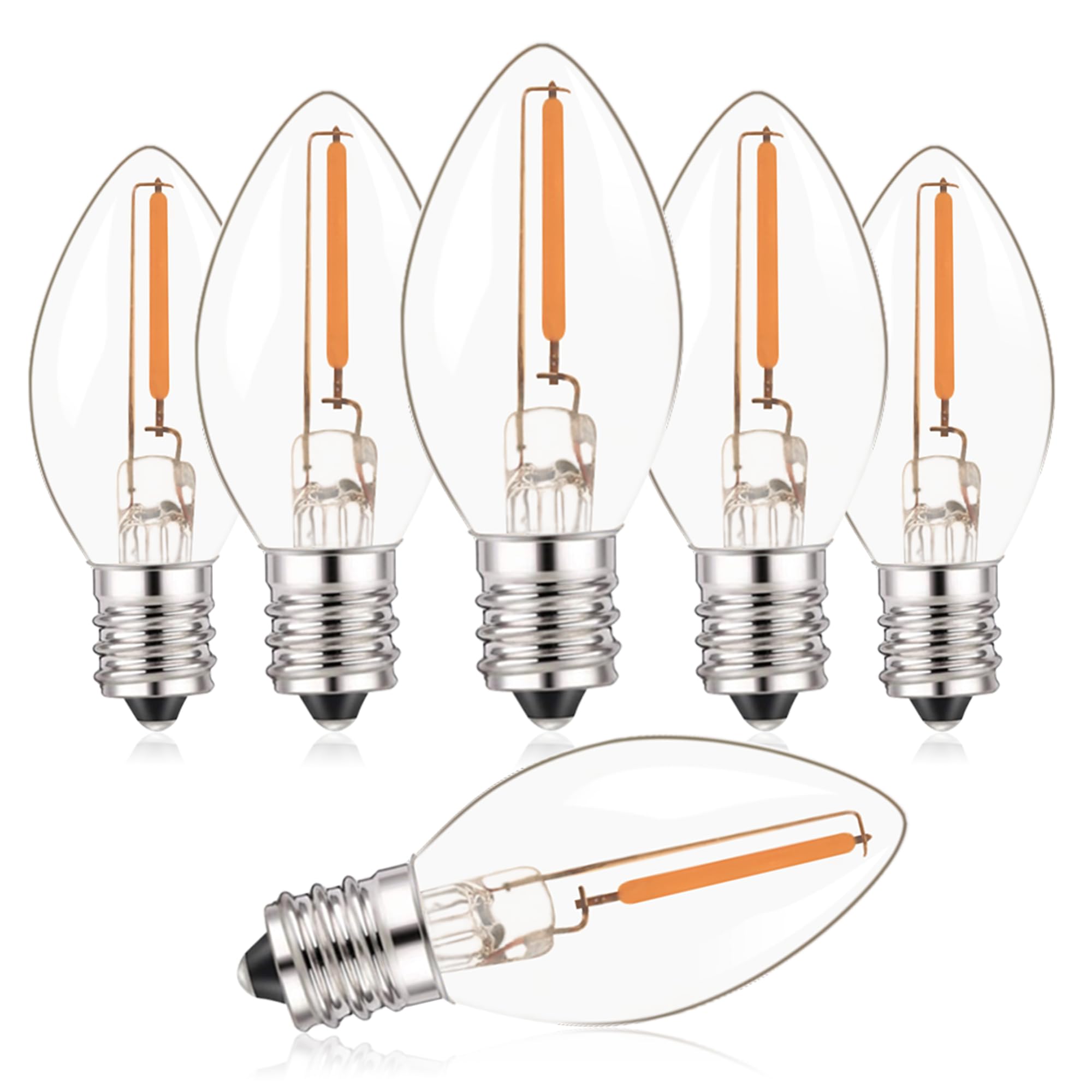 Hcnew C7 Led E12 Candelabra Bulb Small Edison Candle Night Light Bulbs Salt Lamp Bulbs 0.5W Equivalent 5W 7W Warm White 2700K Cl