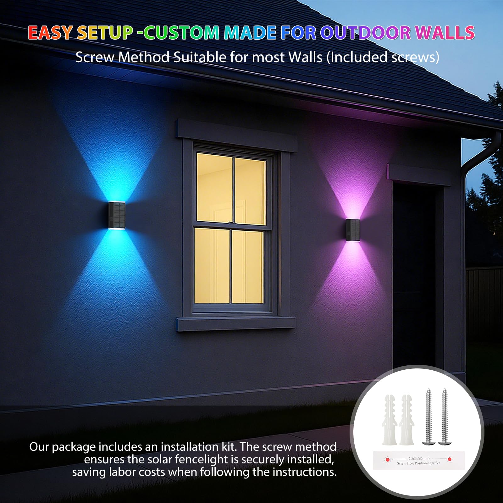 Ugdluck Solar Lights Outdoor 8 Lighting Modes Dusk To Dawn Lighting Wall Sconce Ip67 Waterproof Up And Down Solar Wall Light Front Door Light For House  Garage  Porch  Doorway Fence (8 Pack)