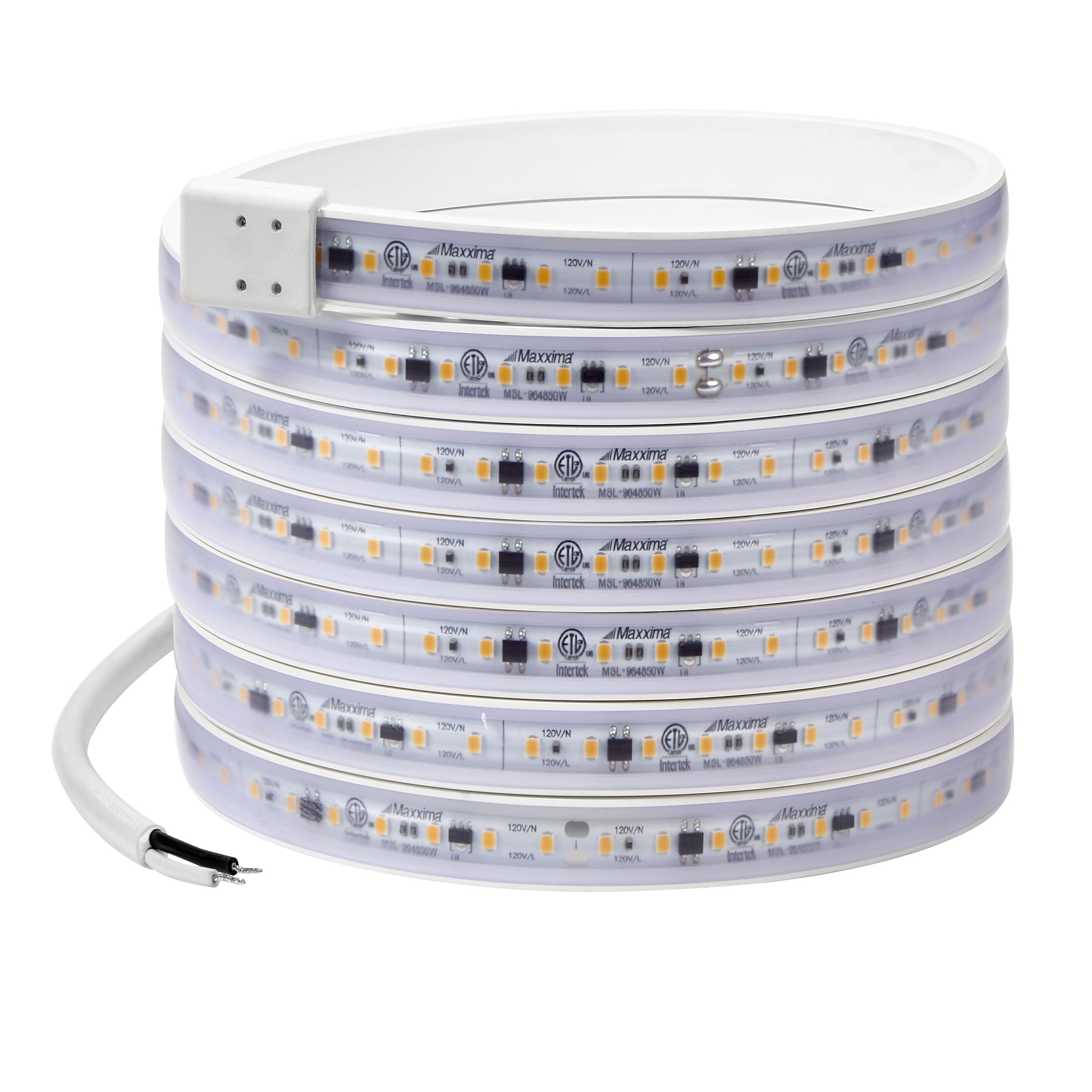 Maxxima 96 In. Hardwired Led Under Cabinet Strip Light, 3680 Lumens, 3000K Warm White, Kitchen And Living Room 120V White Cove L