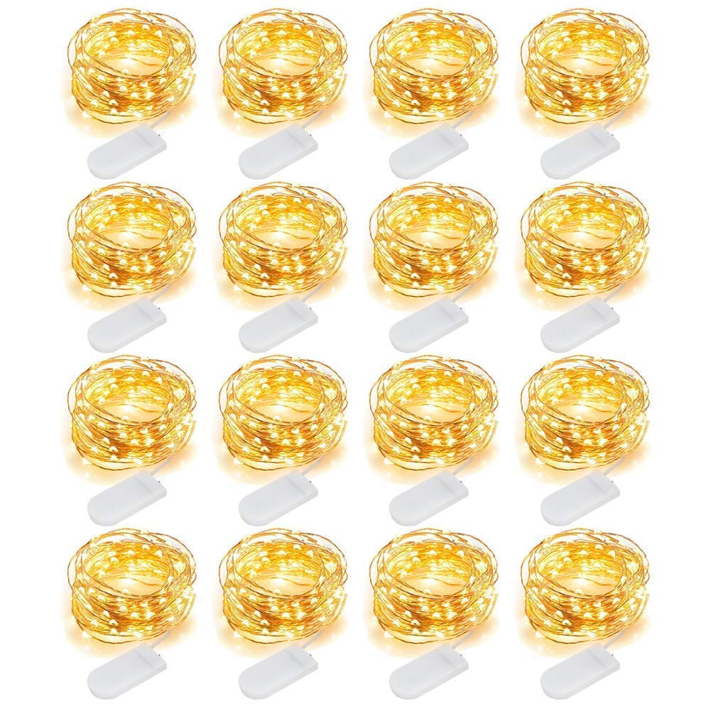 MUMUXI LED Fairy Lights, 16 Pack, 10ft Warm White, Waterproof, Energy Efficient, Model FY-2032