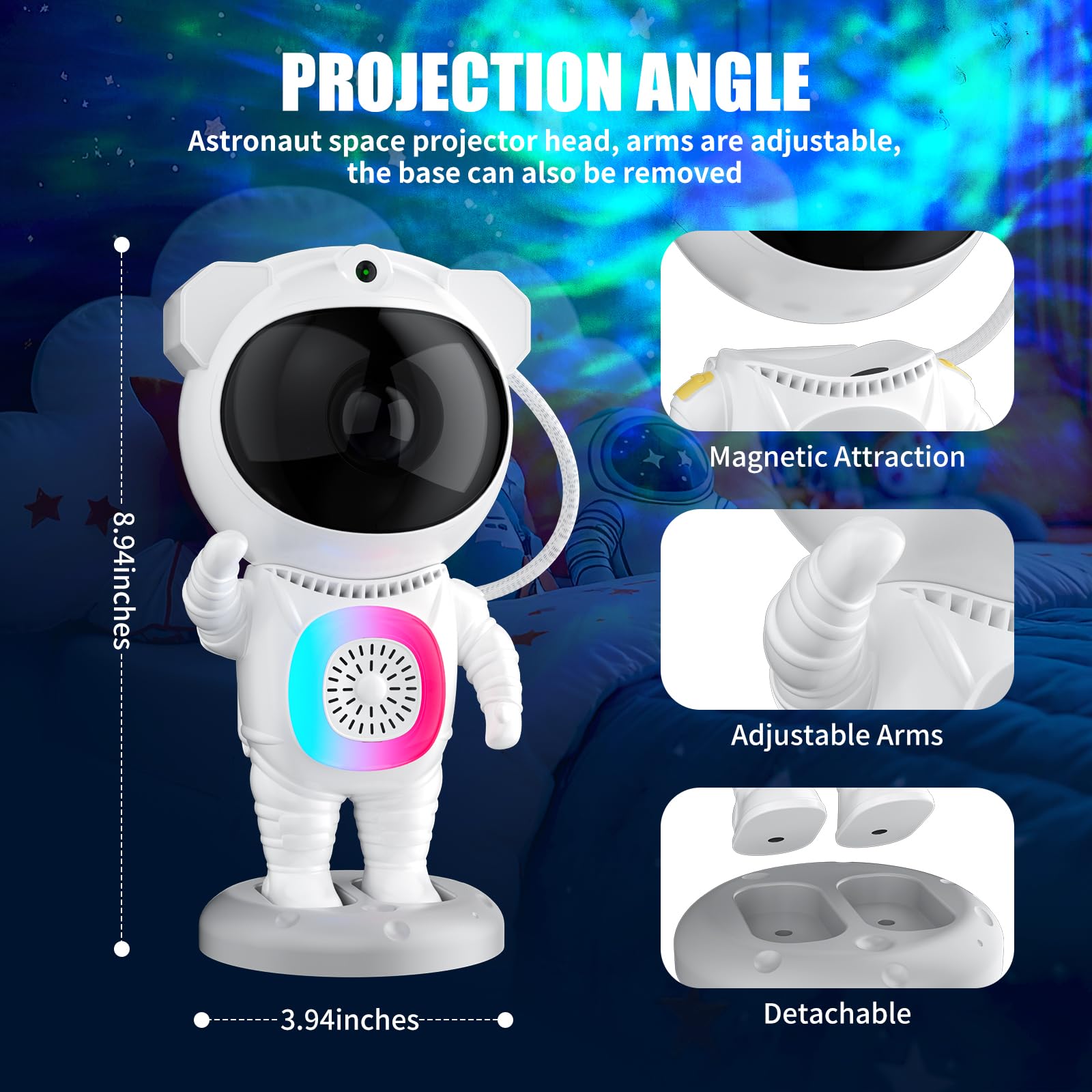 Astronaut Galaxy Projector,Space Projector,With Bluetooth Speaker And Remote Control,360 Adjustable Angle,Spaceman Star Kids Nig