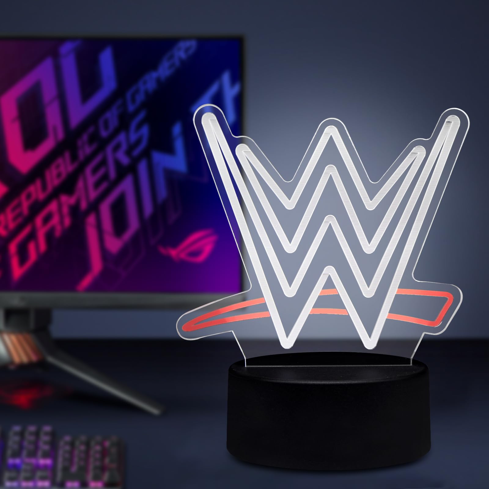 3D Wrestling LED Night Light with Corded Control  White Illusion Lamp for Boxing Gym  Sports Bar  Game Room | Unique Birthday Christmas Gifts for Teens  Boys  Girls  Fight Fans