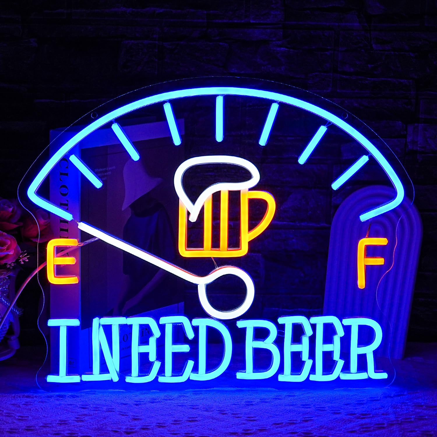 LULANMP I Need Beer Neon Sign for Wall Decor Beer Neon Light Dashboard LED Neon Sign Beer Foam LED Neon Light for Bedroom Bar Wine Cellar Restaurant Hotel Decoration(16.1"*12.9")