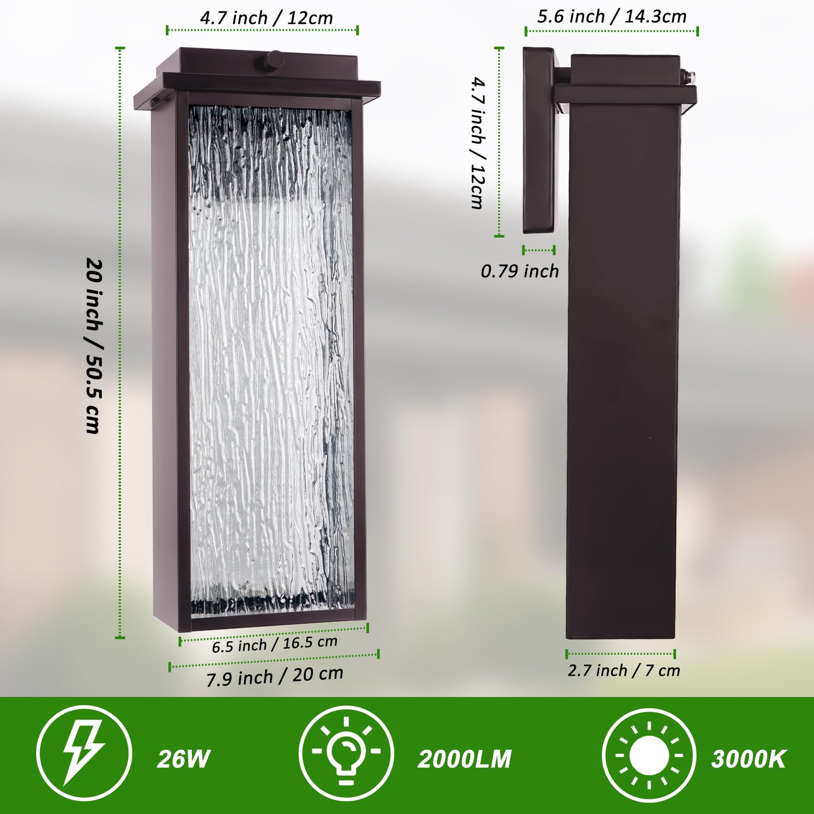 2 Packs Dusk To Dawn Led Outdoor Light 20'' Extra Large , Oil Rubbed Bronze Modern Exterior Lighting Fixtures, Outside Porch Lig