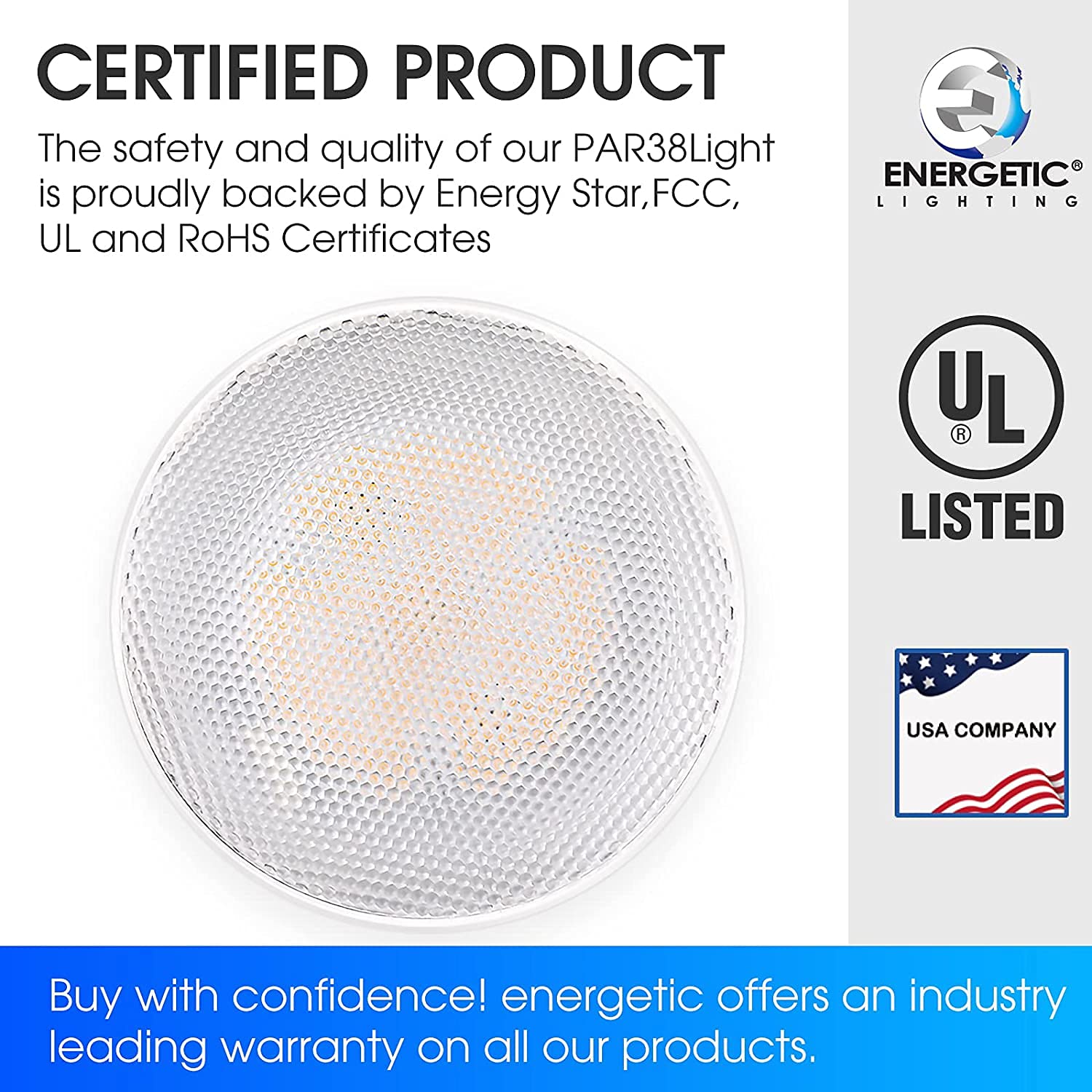 Energetic Par38 Outdoor Led Flood Light Bulb, 5000K Daylight, 90 Watt Equivalent, Wet Rated, 900Lm, E26 Base, Non-Dimmable, Ul,