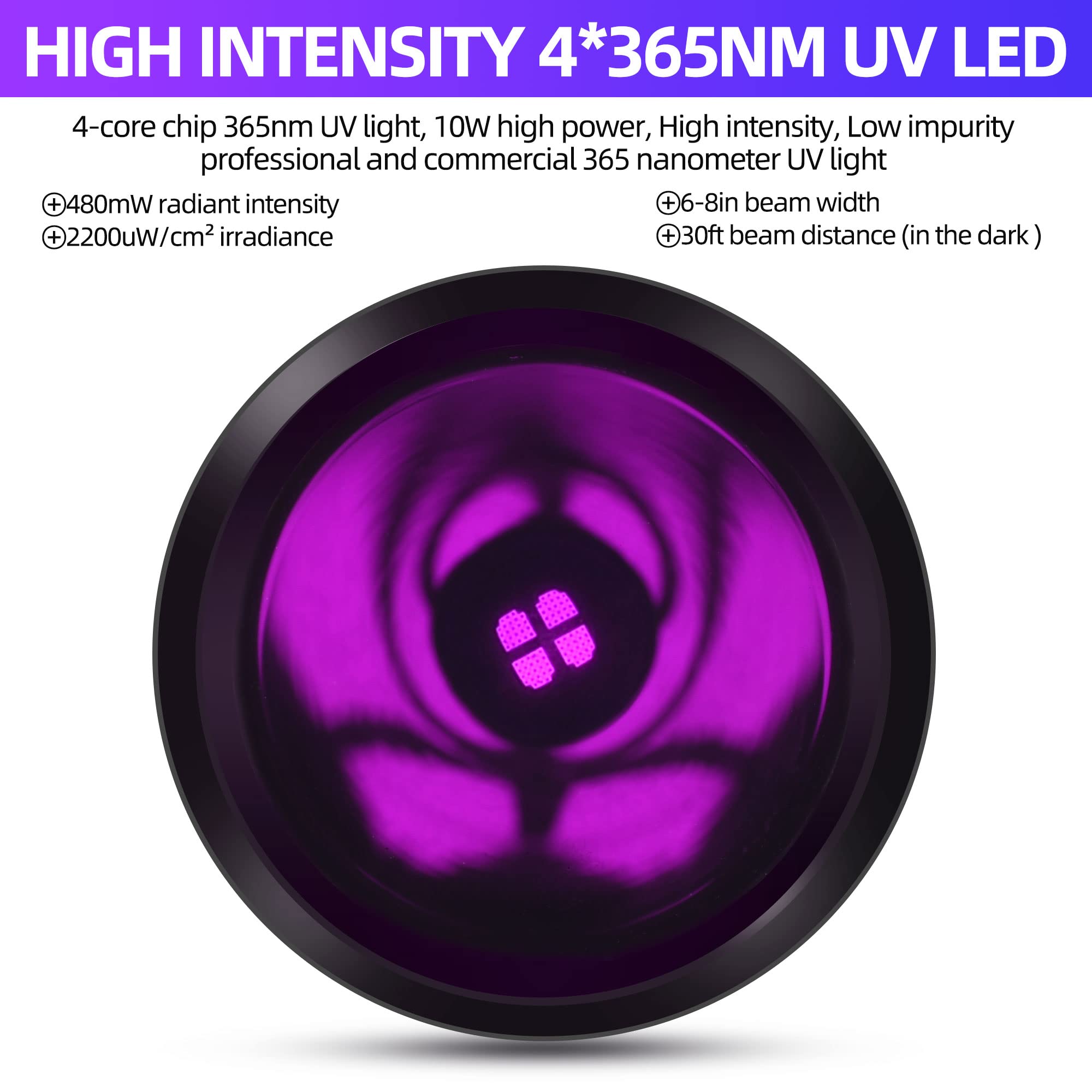 DARKBEAM UV Flashlight 365nm Mini LED Blacklight, USB Rechargeable, Aluminum, Portable for Pet Urine Detection & Curing Resin