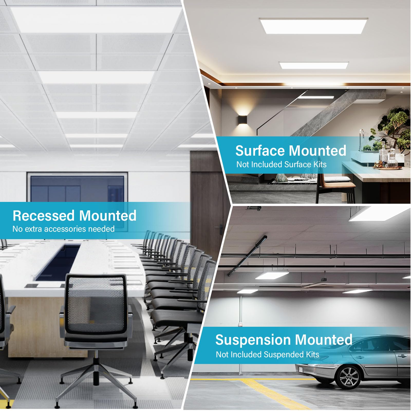 Aphyni 6 Pack 2X4 Led Flat Panel Light, 50W 6600Lm Led Drop Ceiling Light Fixture, Selectable Color Temperature 4000K/5000K/6000