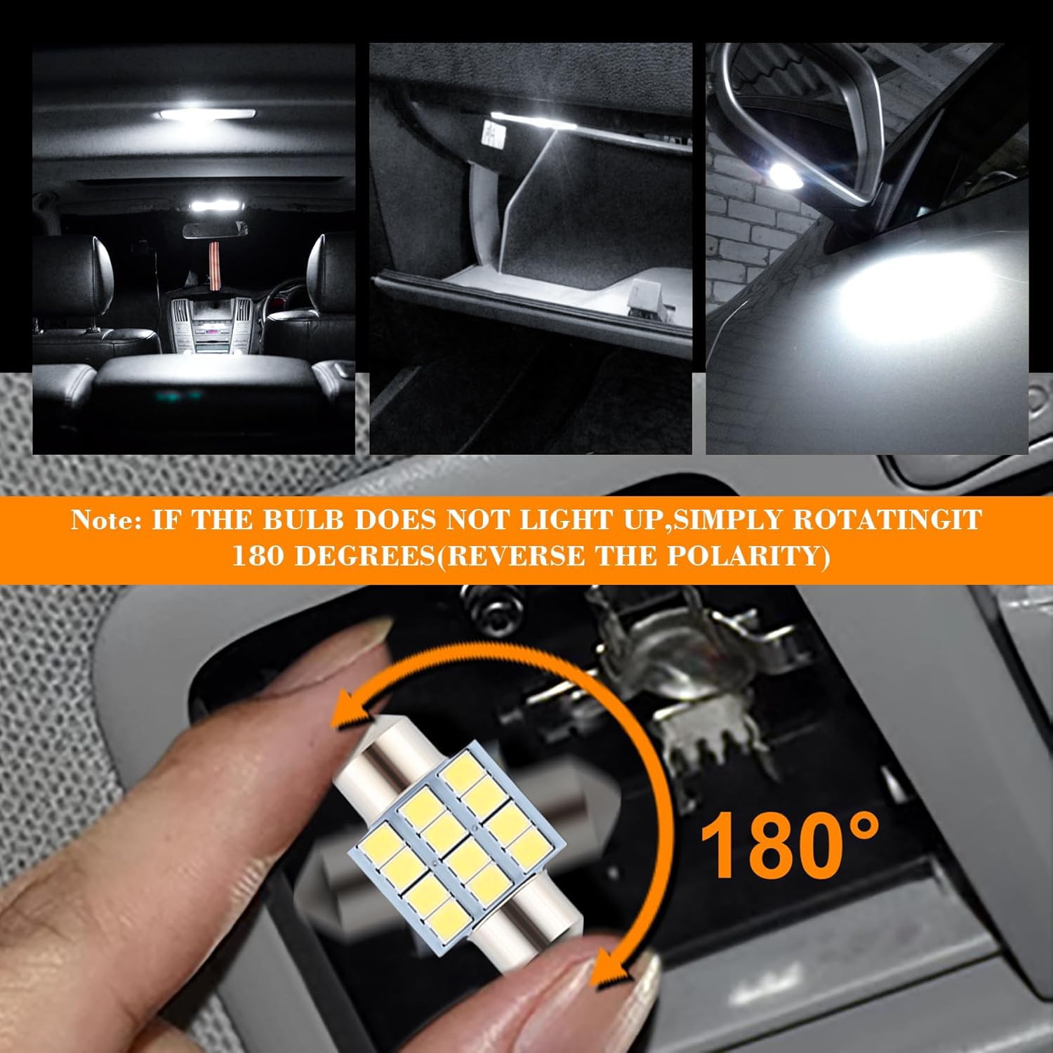 iFunyLED 24-Piece Dome Light LED Bulb Kit - Cool White Interior Replacement Lights for Car