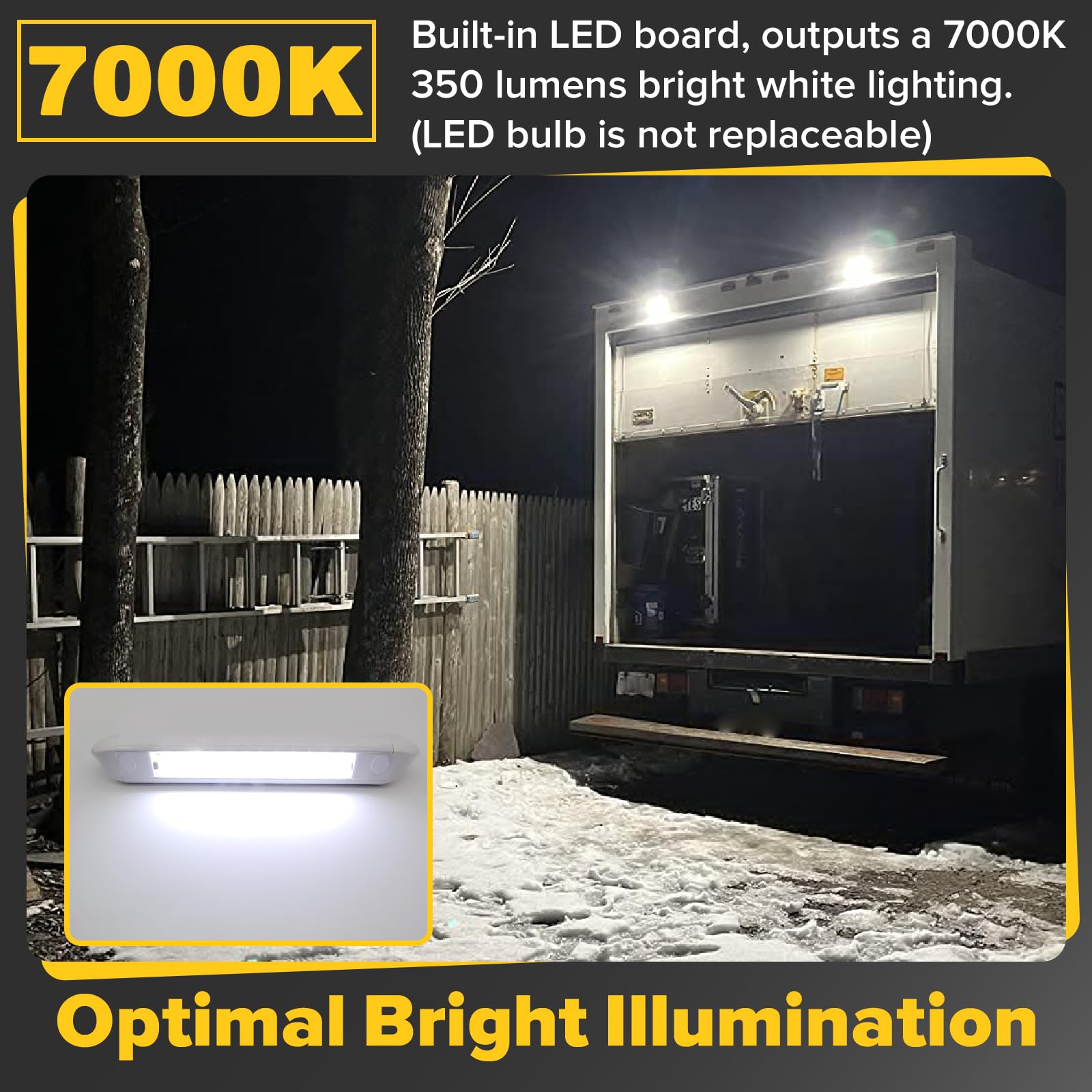 Dream Lighting RV Exterior Awning Light Fixture, 10 Inch, 12V, 5.4W, 350 Lumens, Cool White, Model 613512C, White Housing