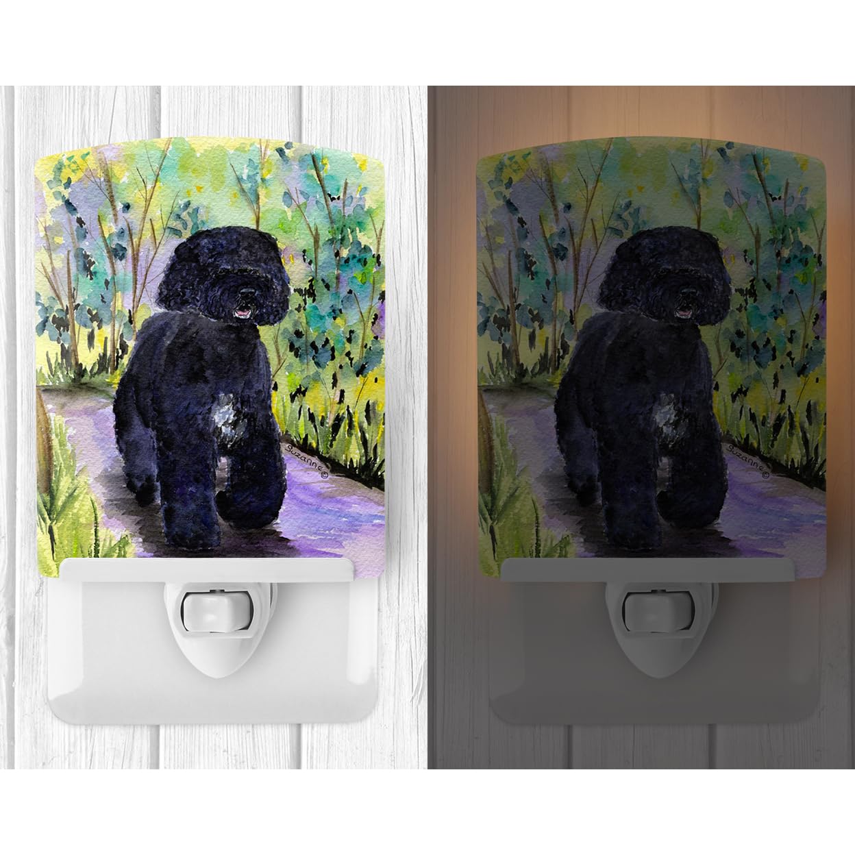 Carolines Treasures Ceramic Night Light, UL-Certified, 6x4x3in, Portuguese Water Dog Model SS8264CNL, Multicolor