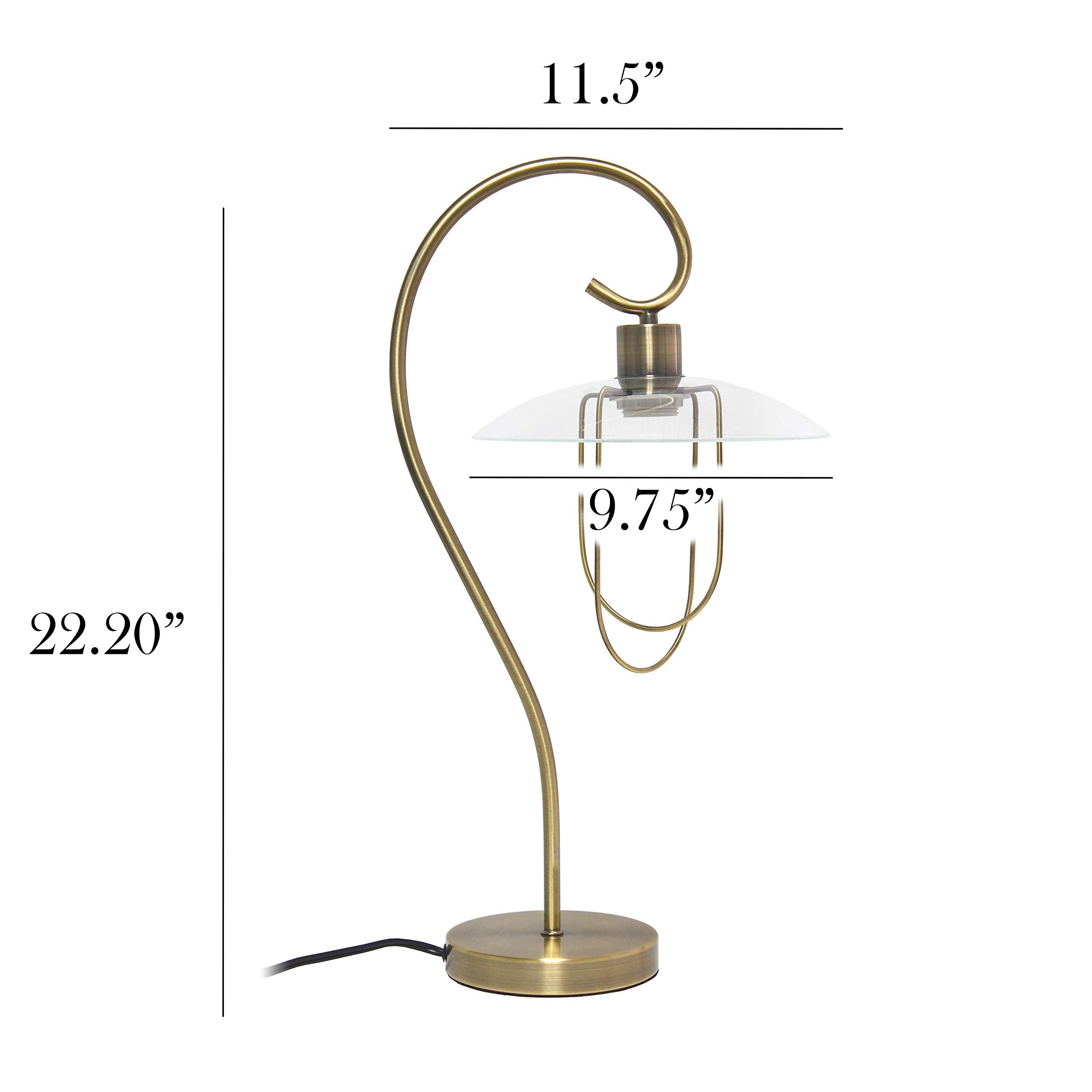 Simple Designs Lt1086-Abs Modern Metal Table Lamp, Antique Brass Finish, Iron Construction