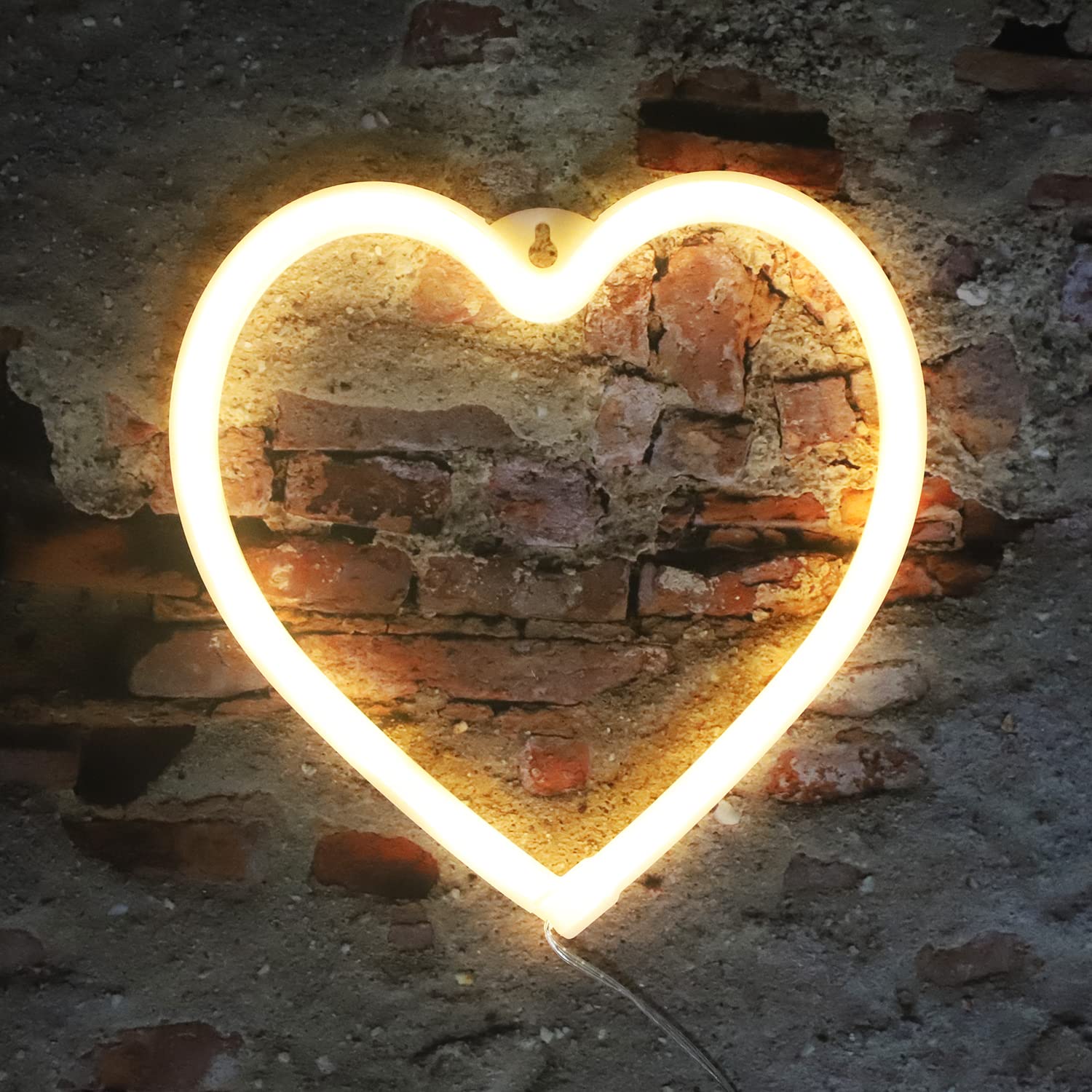 Heart Neon Lights Christmas Decorations, Love Shaped Lamp USB/Battery Operated Night Lights for Gift, Bedroom, Wall, Festival, P