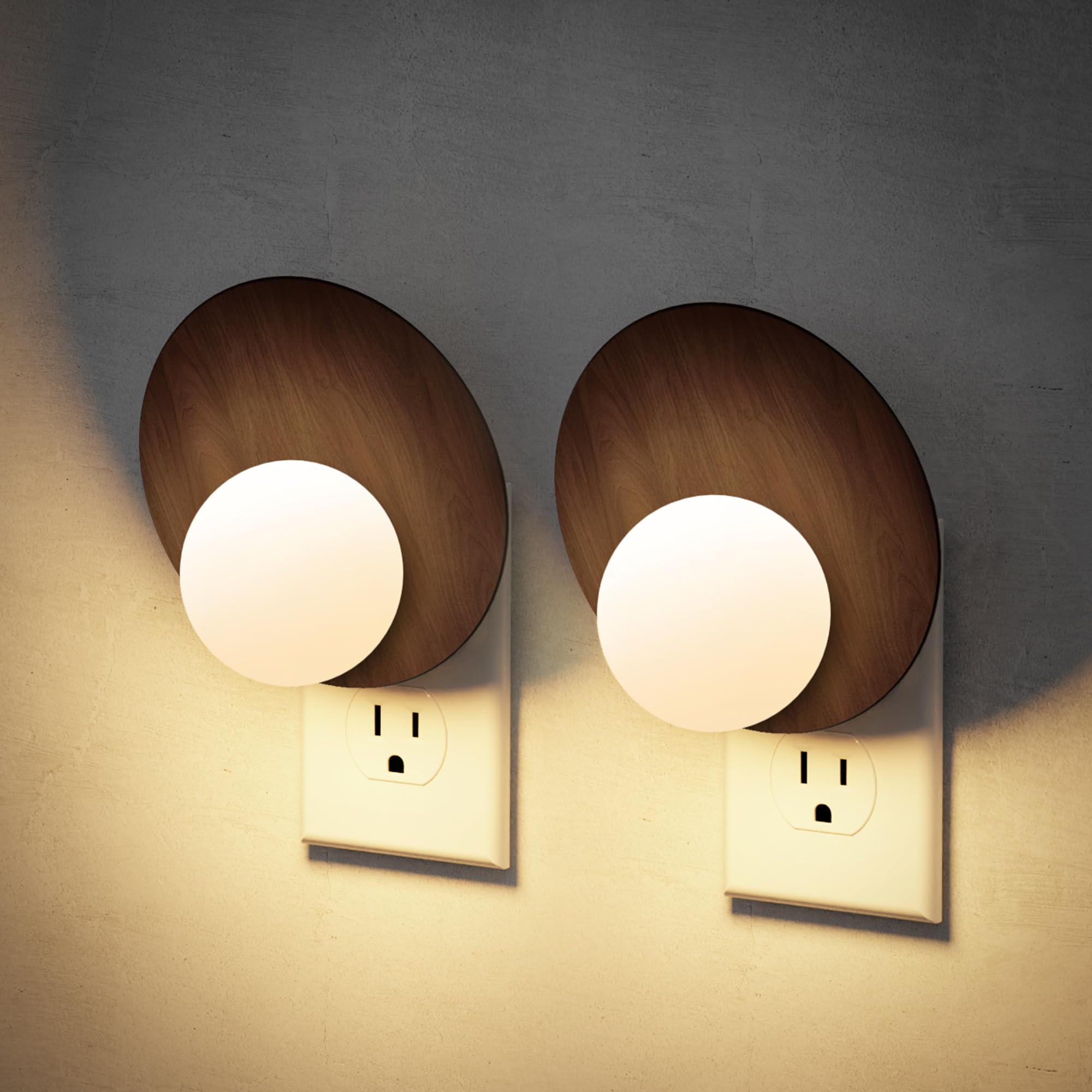 JandCase Night Lights Plug Into Wall: 2 Pack Plug in Night Light  3000K Warm White  Dusk to Dawn Sensor  Brightness Adujstable Nightlight for For Mature Userss  Bedroom  Bathroom  Hallway