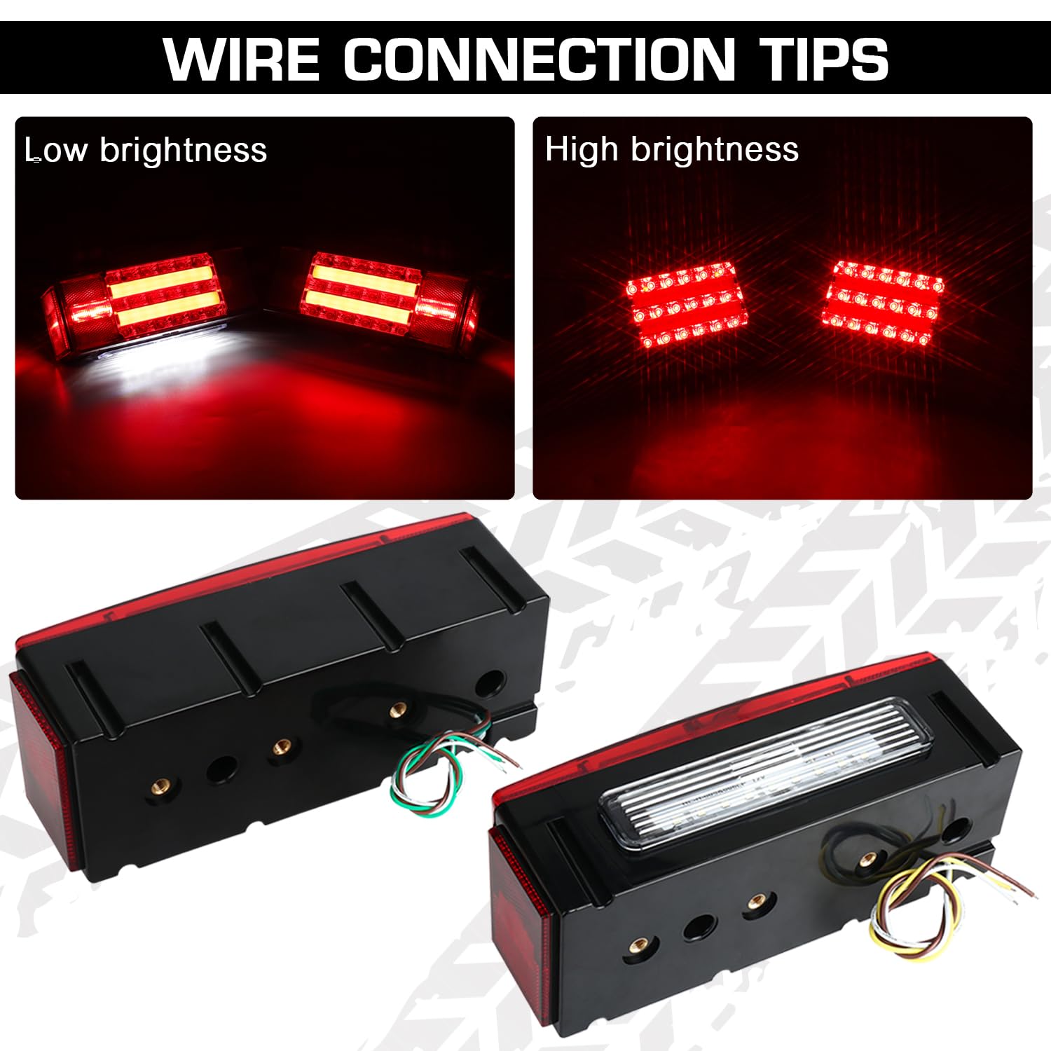 LINKITOM Submersible LED Trailer Light Kit - Bright Brake Stop Turn Tail Lights for Trucks, RVs, Boats - Black - For Trailers Over 80"