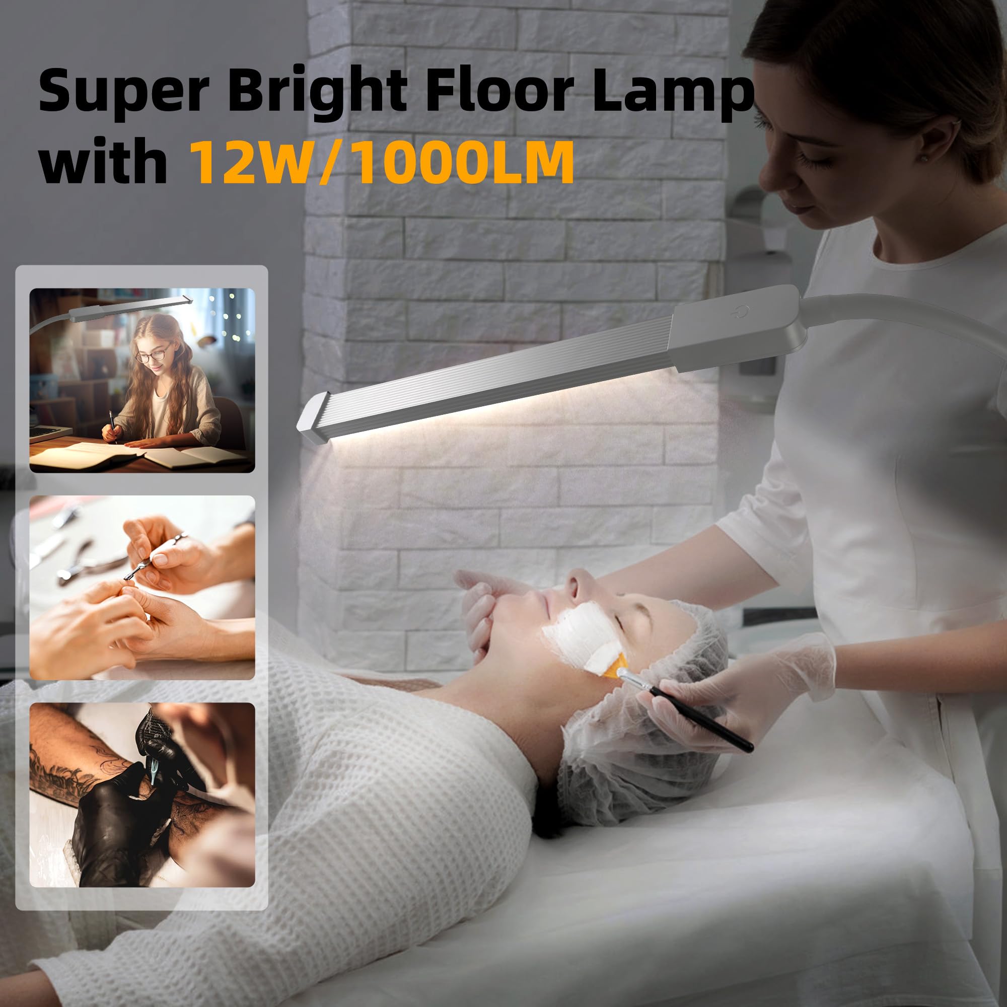 Hanaking Floor Lamp, Bright Led Lash Lamp For Eyelash Extensions, Dimmable Brightness And 3 Color Lash Light, Adjustable Height