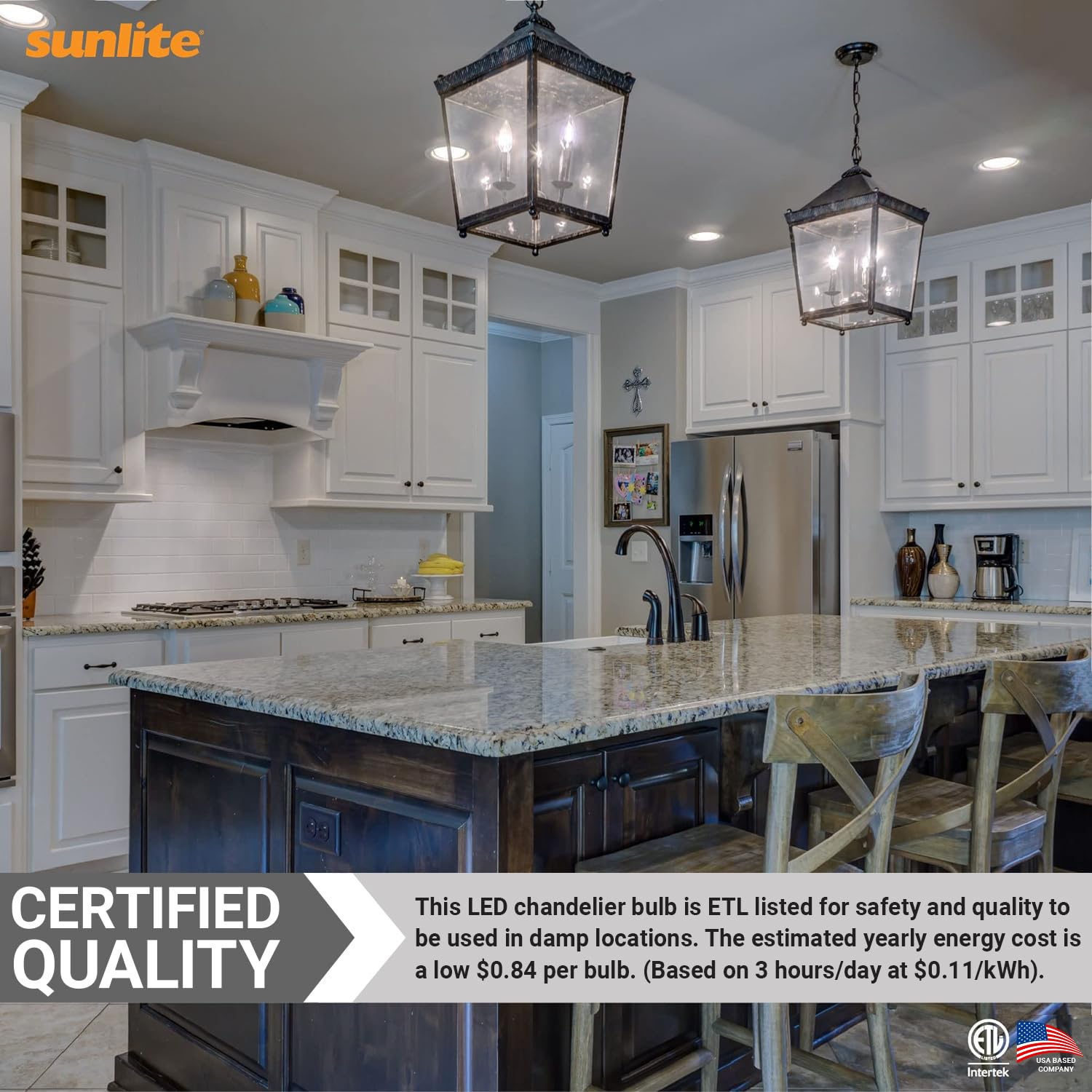 Sunlite LED B13 Chandelier Light Bulb, 7W (60W=), 500 Lumens, Dimmable, E12 Base, 5000K Daylight, 6