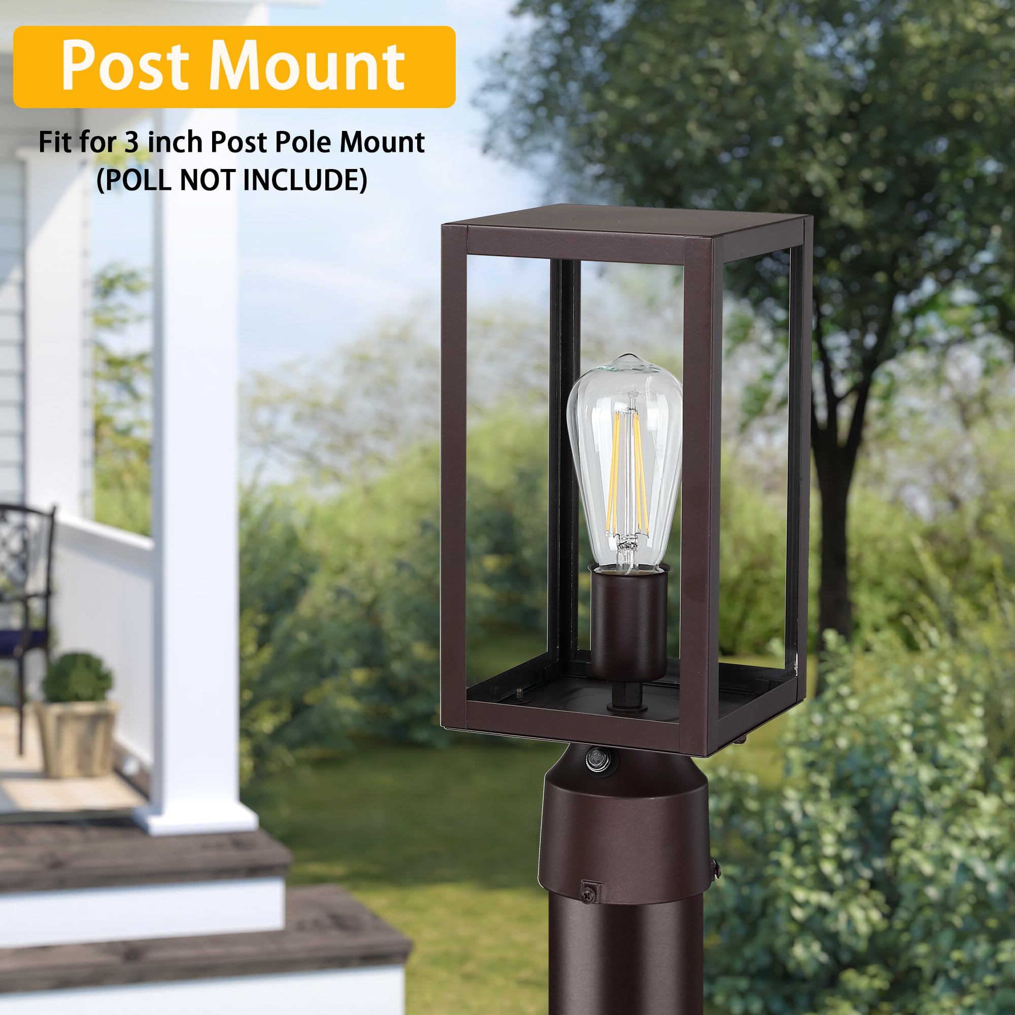 Dusk To Dawn Outdoor Post Lights With Pier Mount Base 2-Pack, Modern Lamp Post Light Fixture Waterproof Pole Lights Outdoor Colu