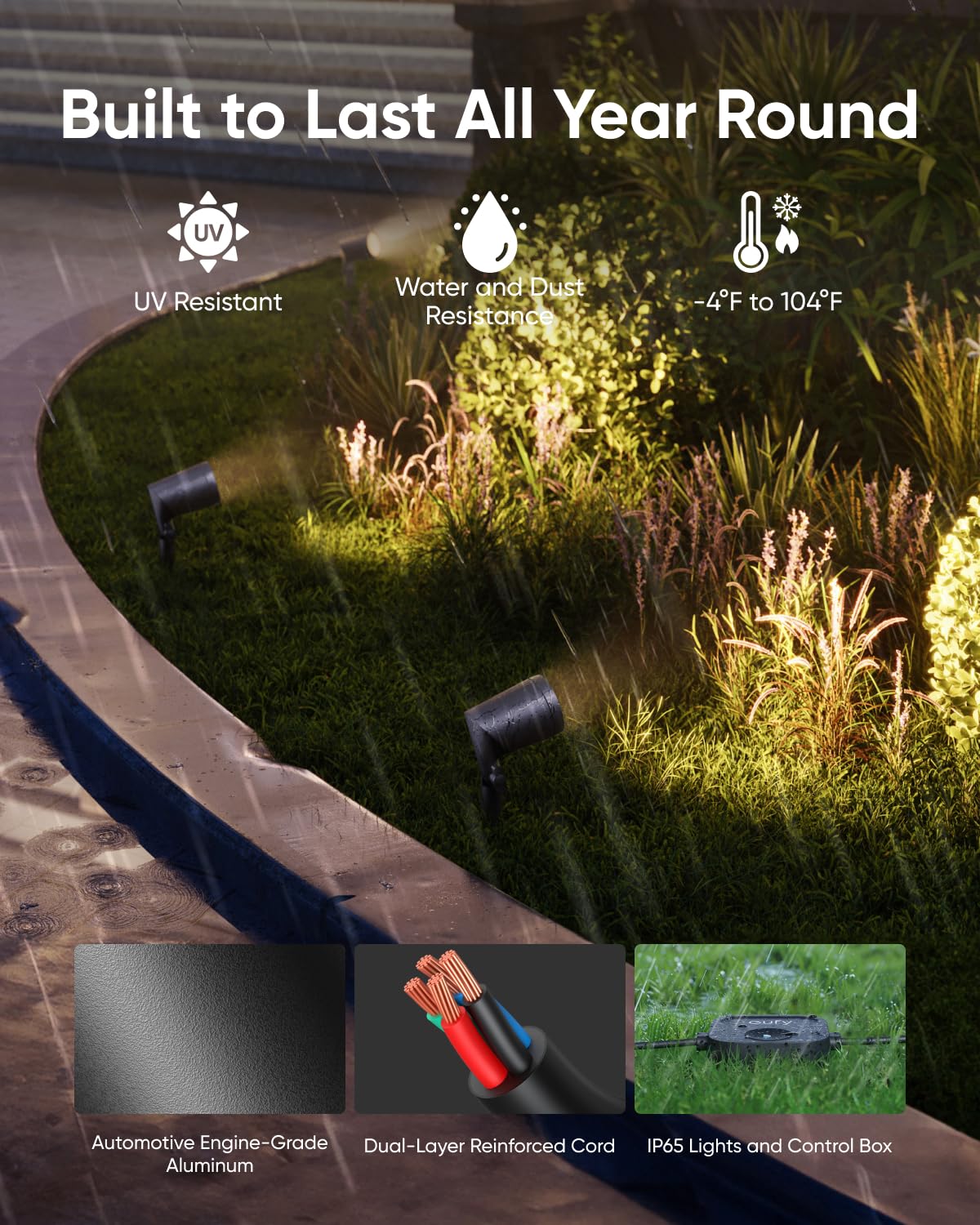 Eufy Outdoor Spotlights E10, 2-Pack, Smart Wired Rgbww Led Landscape Lights, 500Lm, Ip65 Waterproof For Yard, Work With Alexa, E