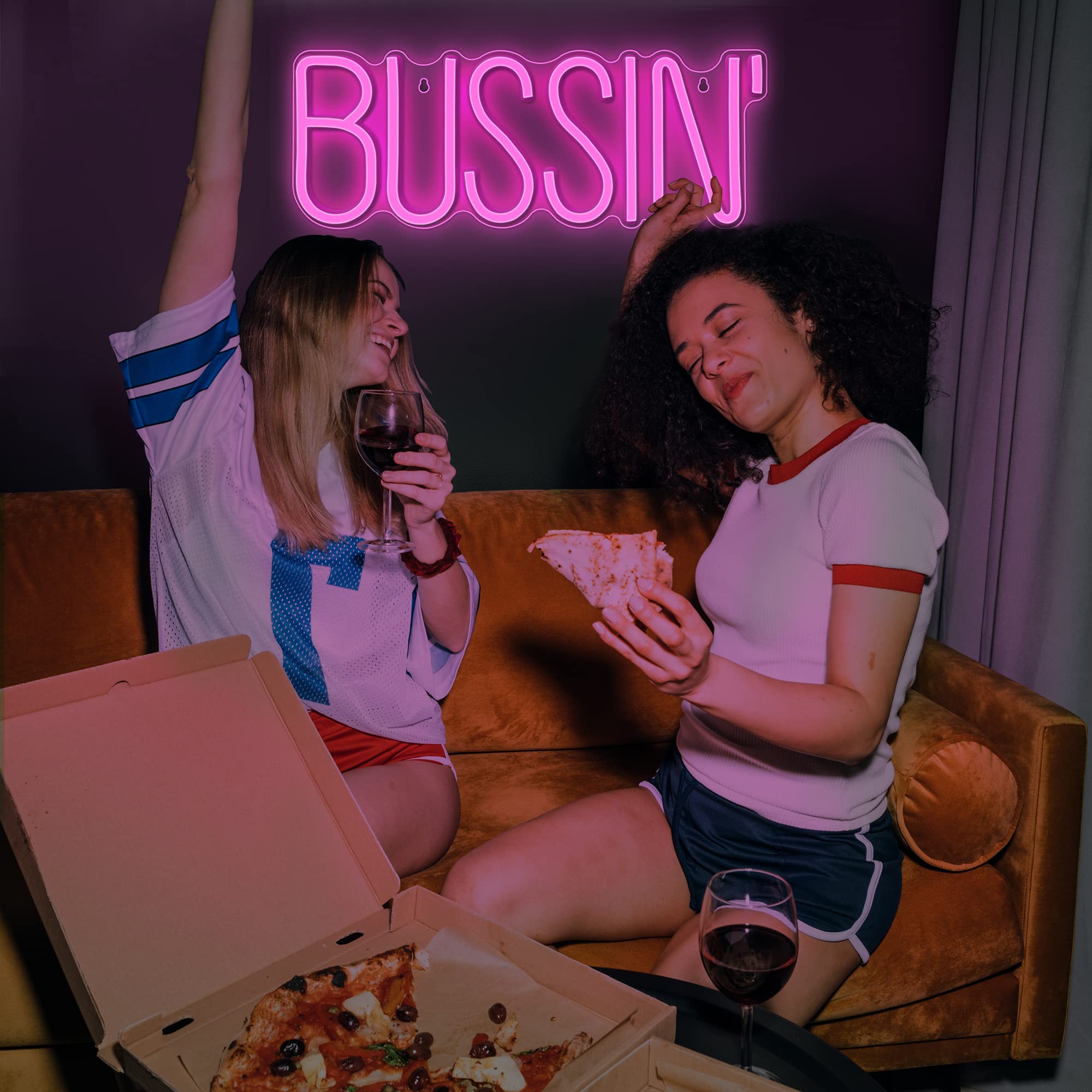 Lumoonosity Bussin Neon Sign - LED Wall Decor for Gamers - Extra Large 16.9 x 6.5-inch - BUSSIN PINK - Model NS-BUSSIN PINK