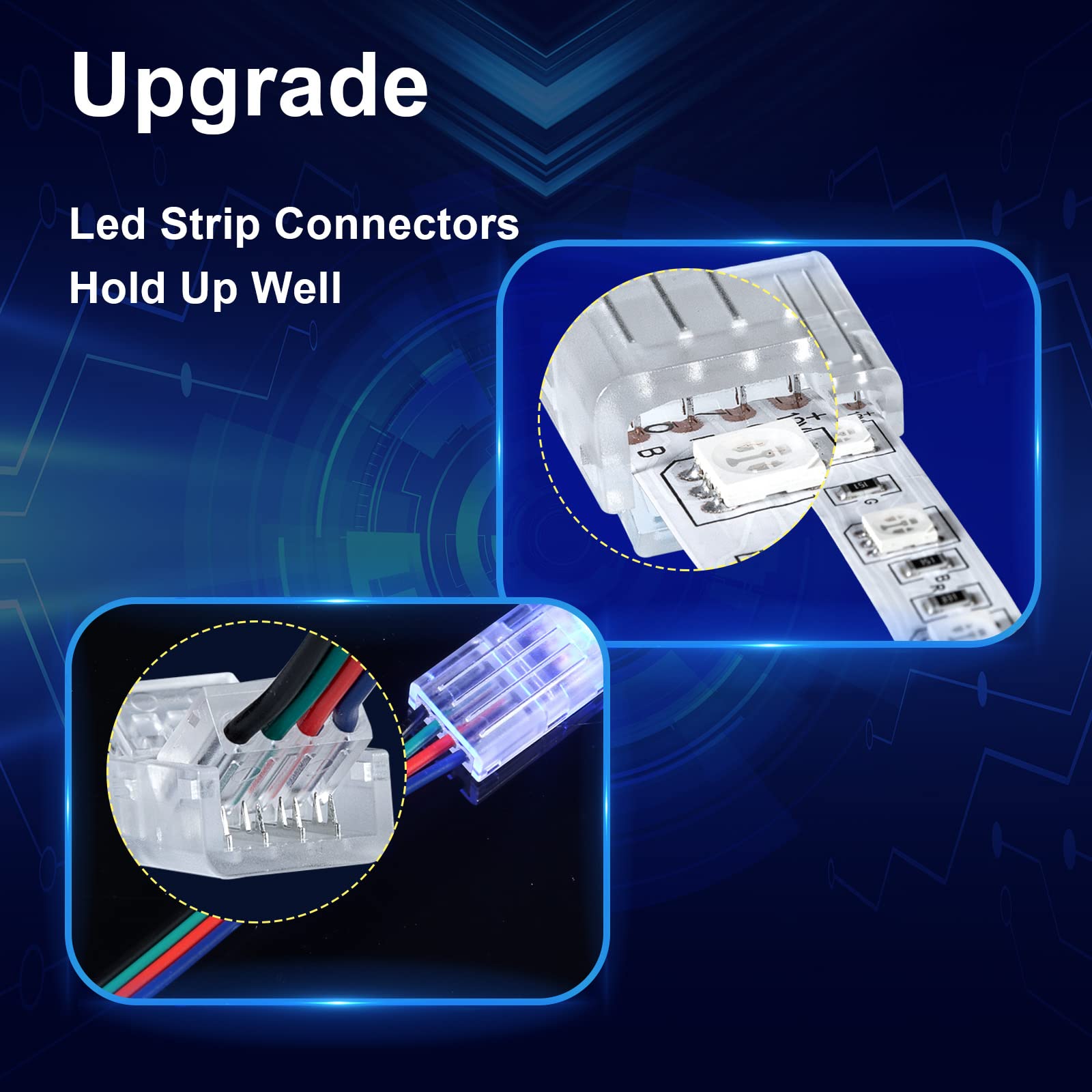 Red Snail 10Pcs Led Strip Connectors - 20 Ft 4 Pin 10Mm Rgb Smd 5050 Extension Cable