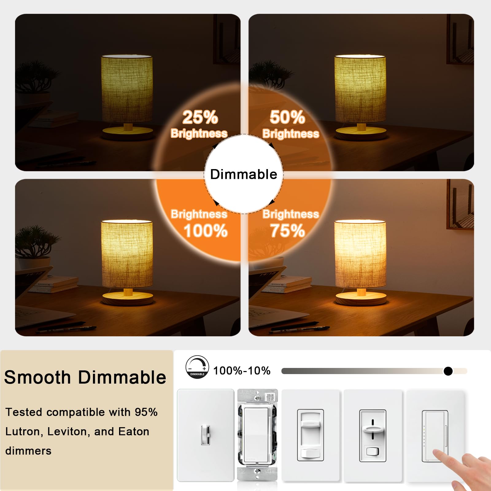 NOVELUX LED Bulb 60W Equivalent Dimmable 3.2 Inch 2200K Amber Glass Tubular 4-Pack