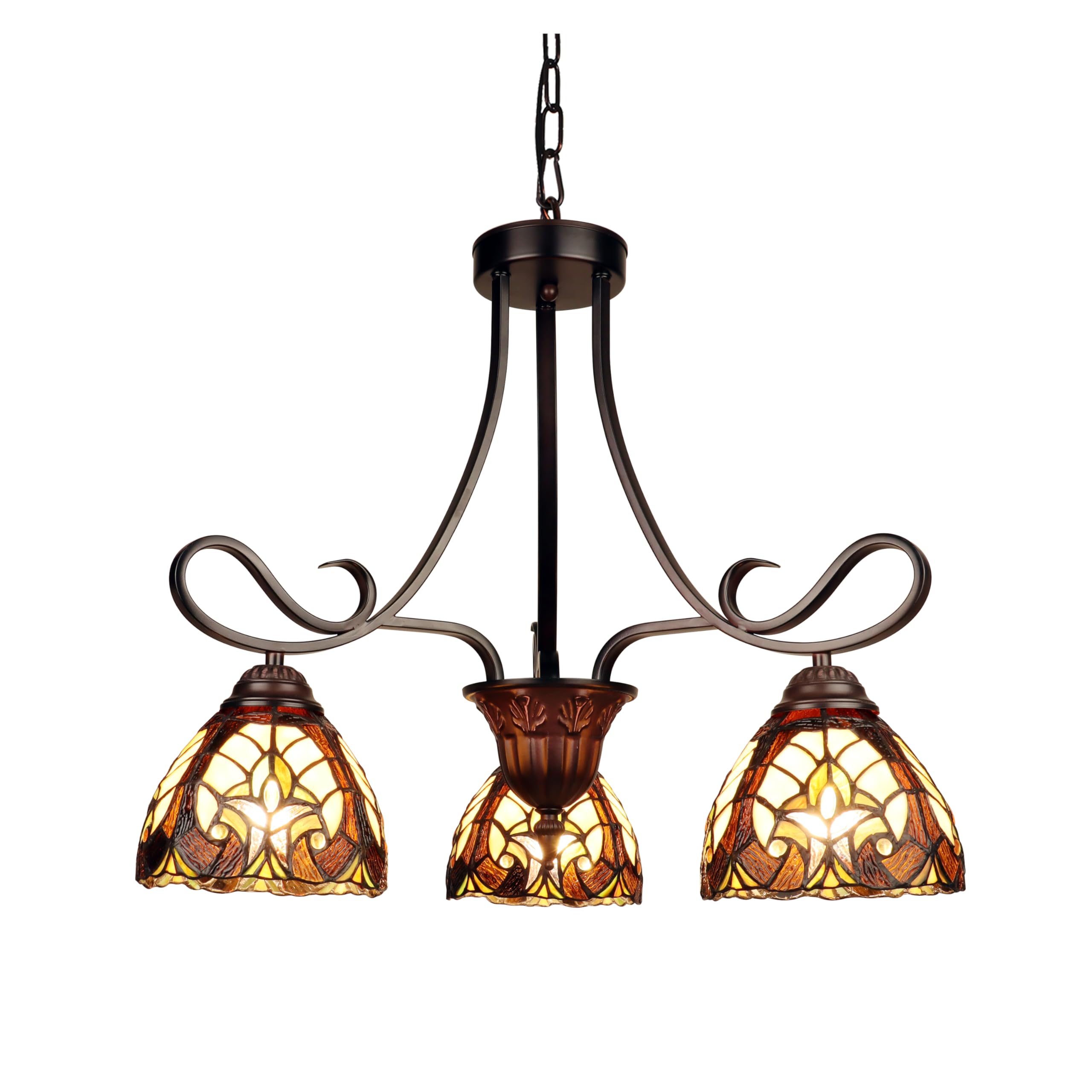 Chloe Lighting Mini Chandelier 3-Light Antique Dark Bronze 25in Wide Glass Multicolor Model CH18780VI25-DD3