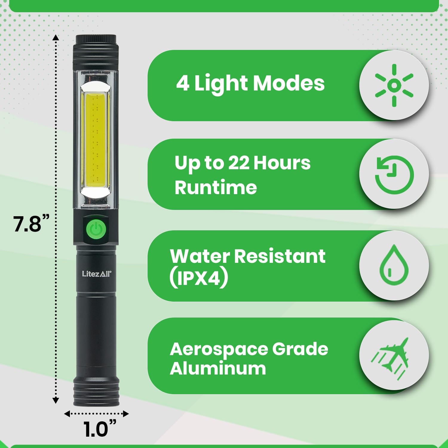 LitezAll COB LED Blip Compact Work Light 4-Pack, Mini Battery Operated Utility Flashlights with Bright Wide-Angle Beam for Work,