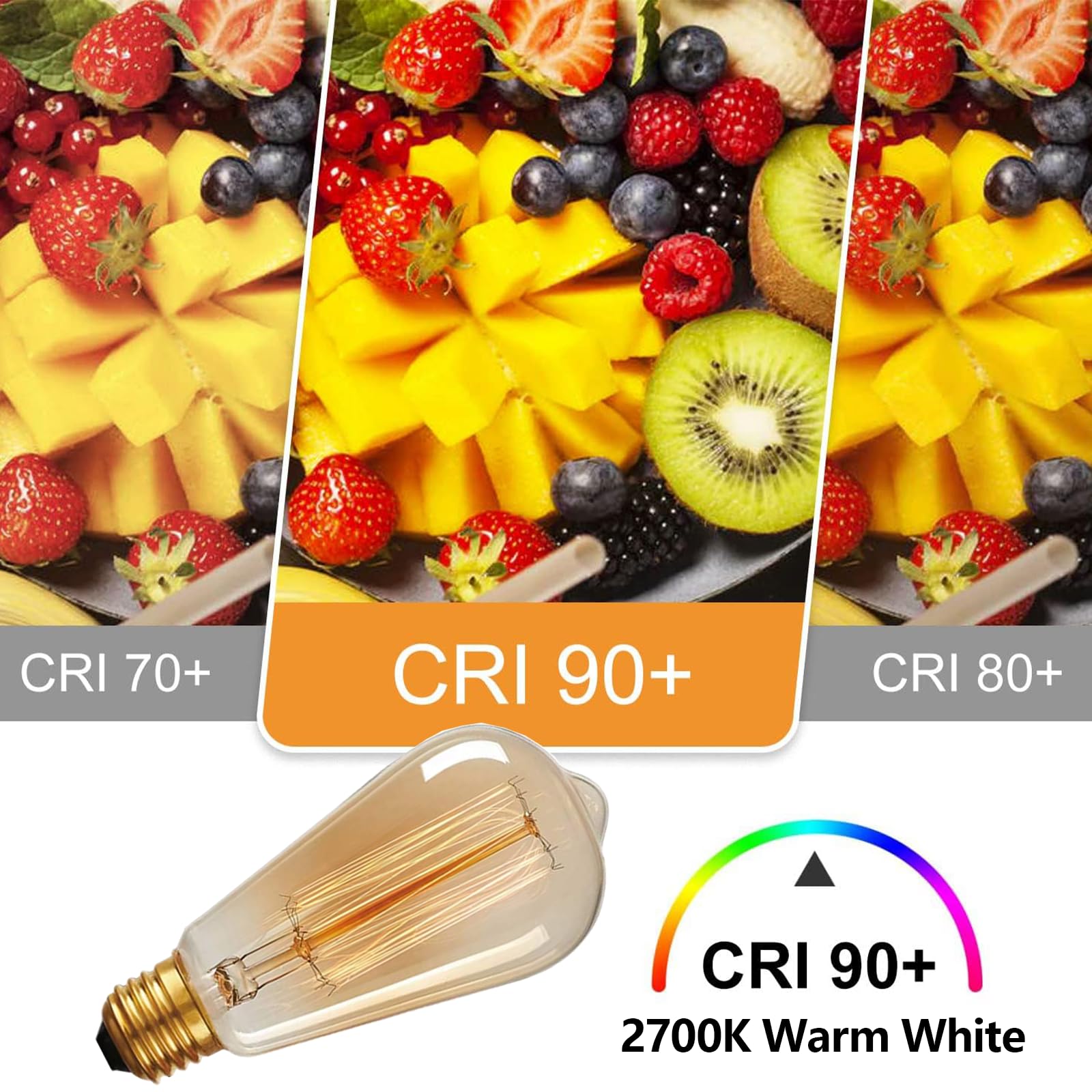 HESSION Vintage Edison Bulbs ST64 40W E26 Amber Glass 6-Pack Dimmable Warm White