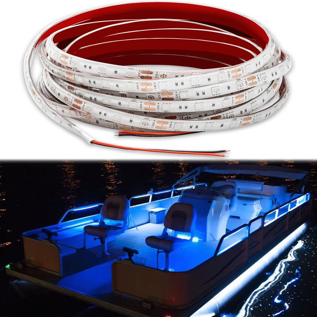 Seaponer Marine LED Light Strip for Boats, 12V Flex Lighting, 5m (16.4ft) Accent Light for Deck and Interior Use