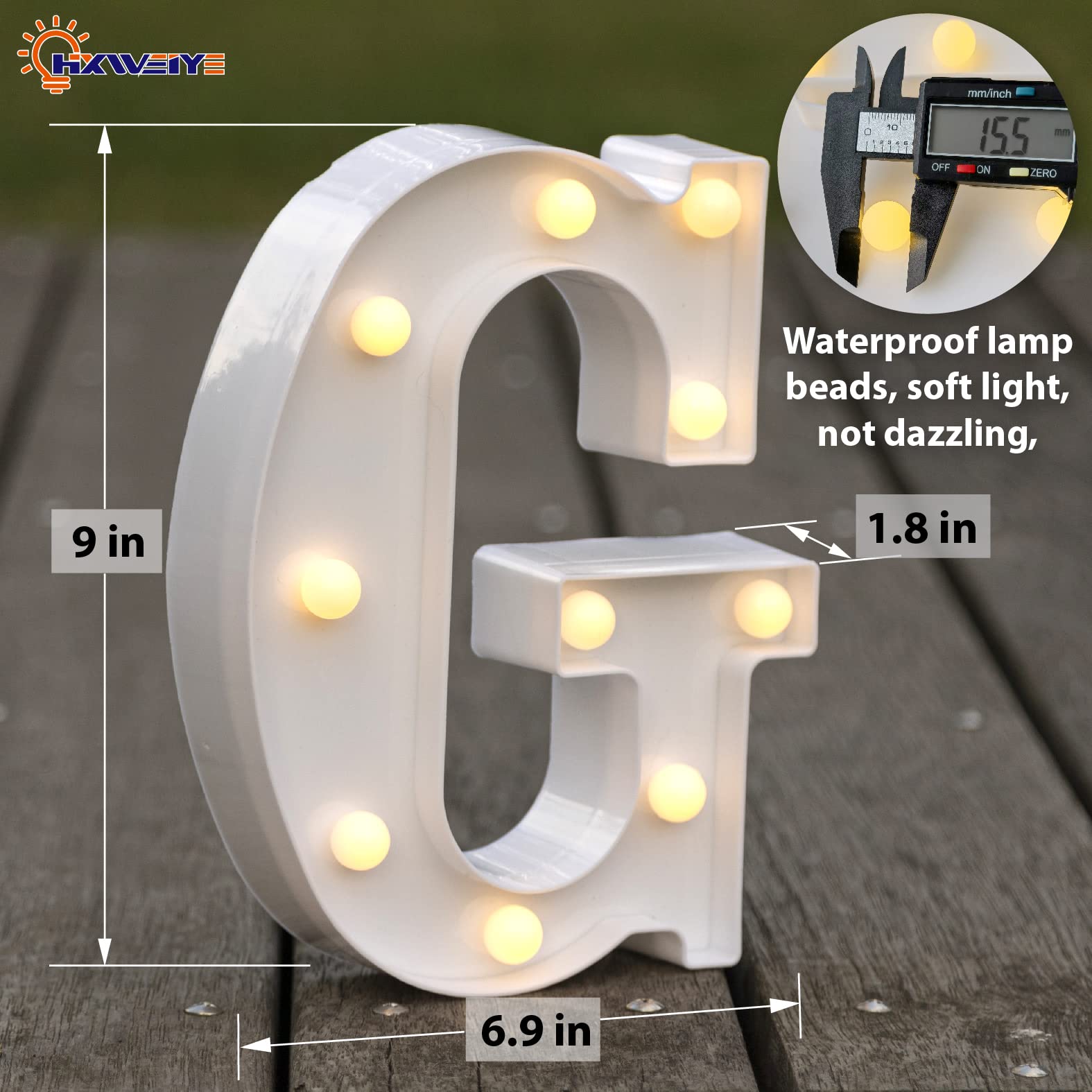 HXWEIYE LED Marquee Letters Sign, 26 Alphabet & 10 Numbers, Battery Powered, Warm White-G
