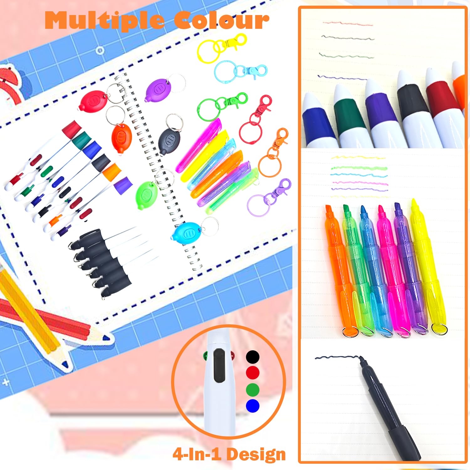 Daemson Nurse Pen Set - 6pcs Badge Reel, Highlighter, Marker, LED Flashlight, Ball Pen - Black - Model YSKL