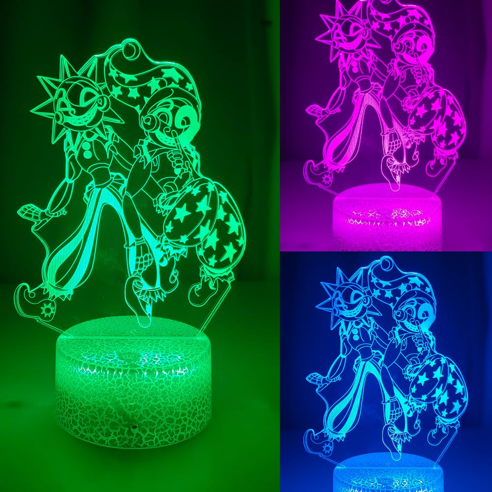 Mzcyfuy 3D Illusion Night Light LED Lamp with Remote Control 16 Color Changing Visual Bedroom Decoration FNAF (Smiles 2)