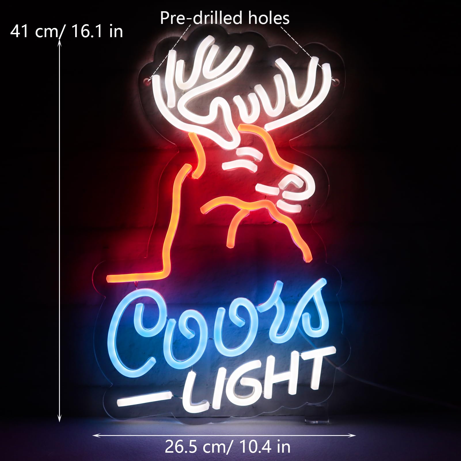 JFLLamp Neon Sign Deer Head LED Wall Decor Light, 16.1"x10.4", Perfect for Man Cave, Bar, Pub, Christmas, Birthday Gift