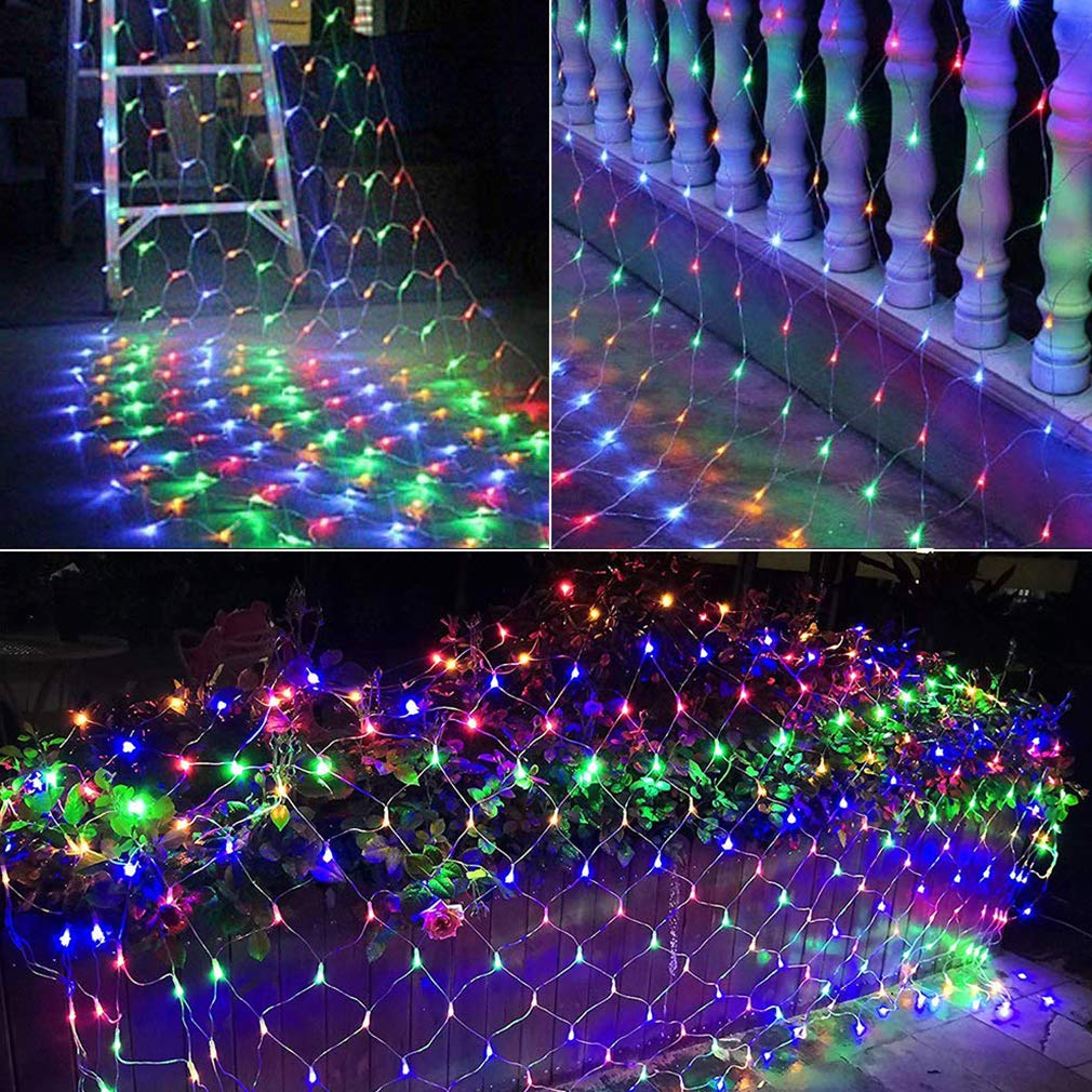 woohaha LED Net Mesh Fairy String Lights, 192 LEDs, 9.8ft x 6.6ft, Multicolor, Model QX-U-O-N-192-M, Safe for