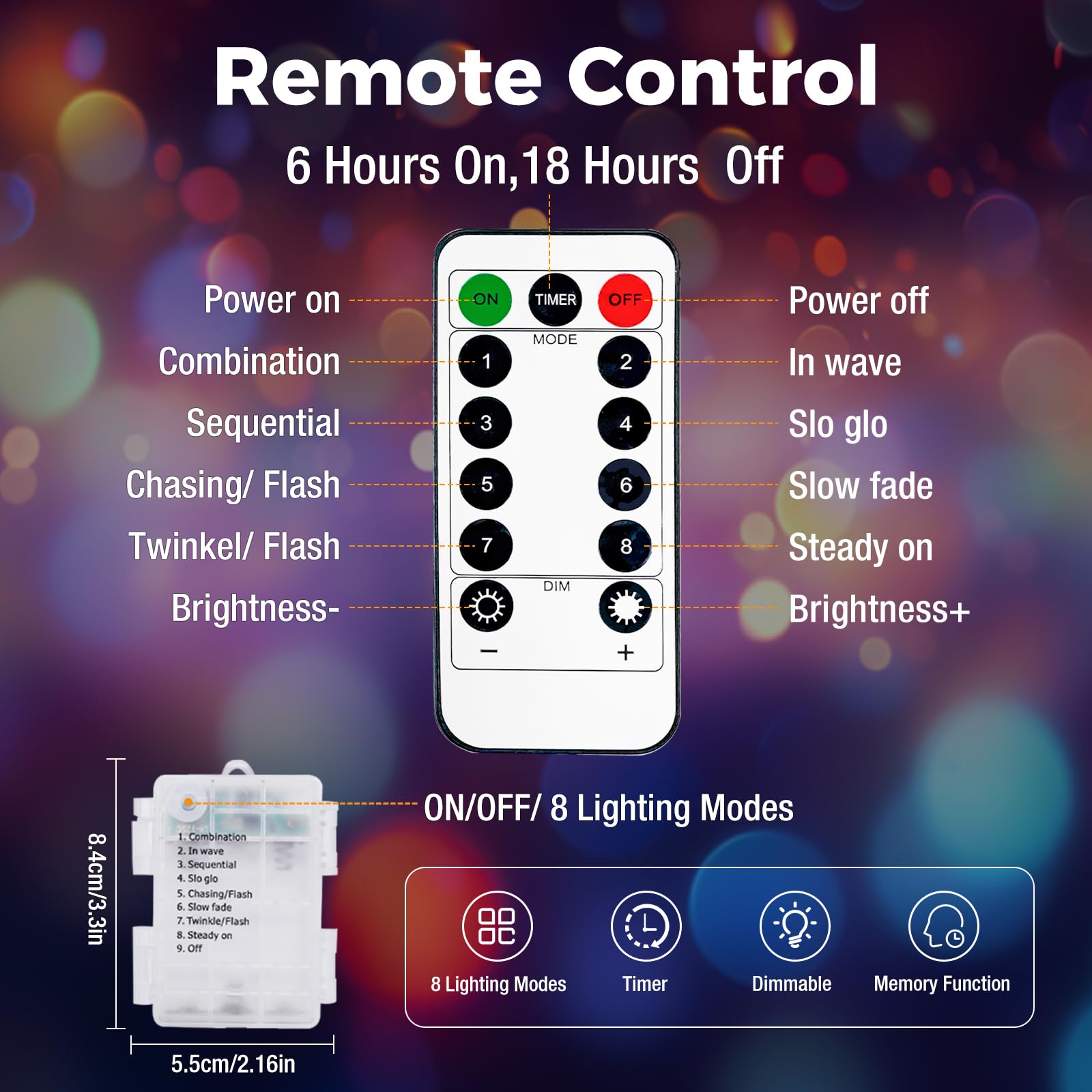 Litogo 33 Ft 100 Led Colored Fairy Lights Battery Operated With Remote And Timer, Ip65 Waterproof Twinkle Lights Battery Powered 8 Mode Multicolor String Light For Outdoor Indoor Christmas Decor