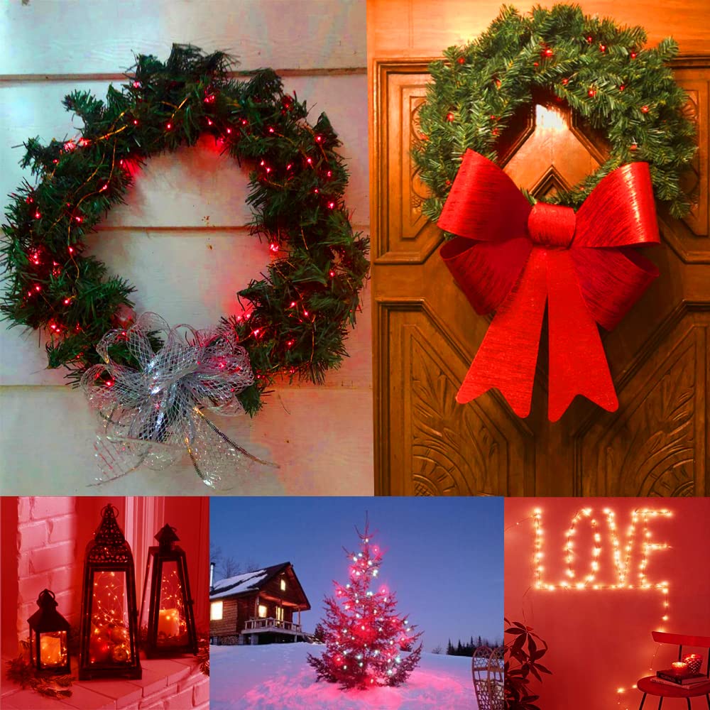 Bynlna String Lights,Led Copper Wire Lights, Each Set 33Ft/10M 100Leds And 9 Remote Control.Aa Battery Powered,Decor Rope Lights For Holiday,Wedding, Parties.(Red)