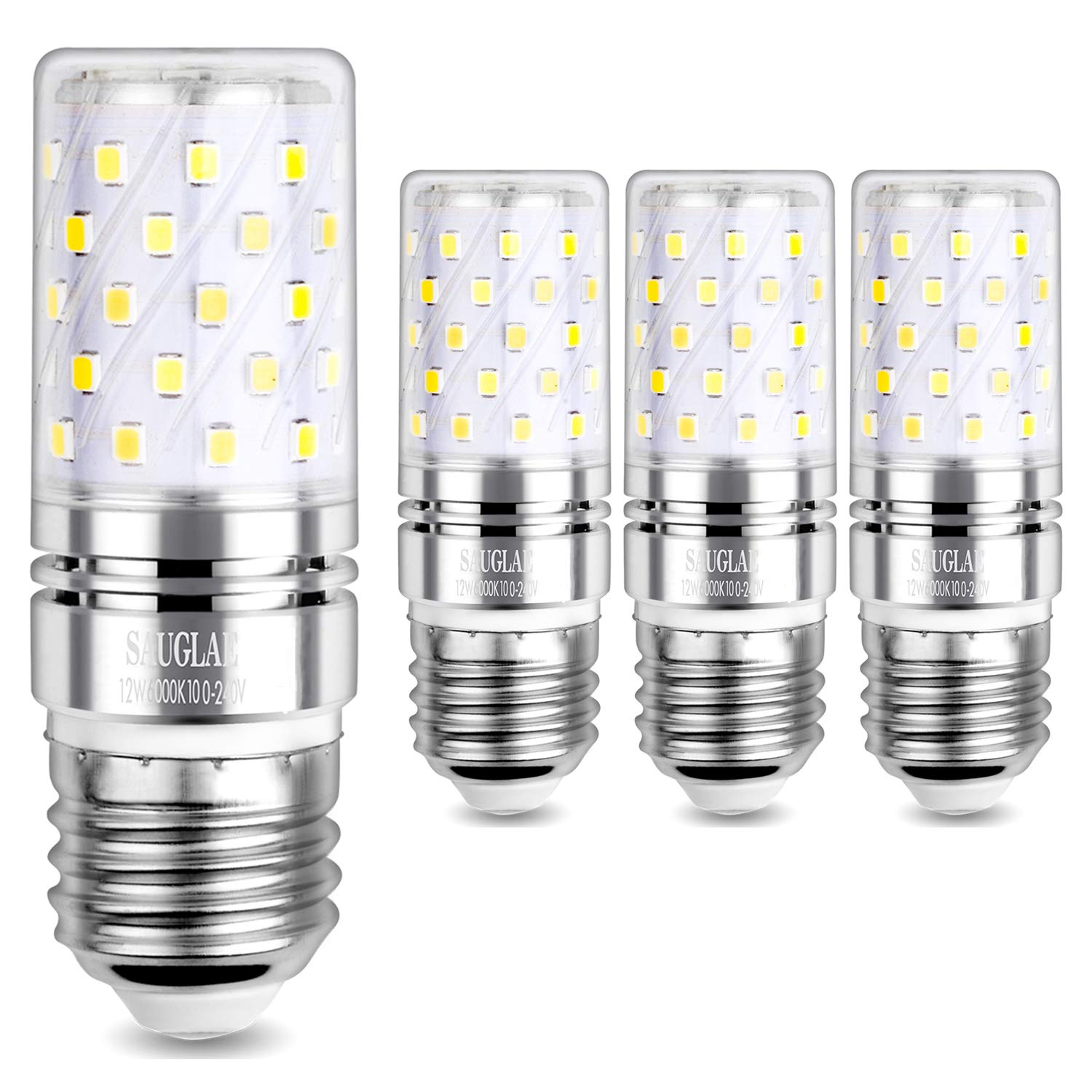 SAUGLAE LED 12W Corn Bulbs, 100W Incandescent Bulbs Equivalent, 6000K Cool White, Non-Dimmable, 1200Lm, E26 Edison Screw Light B