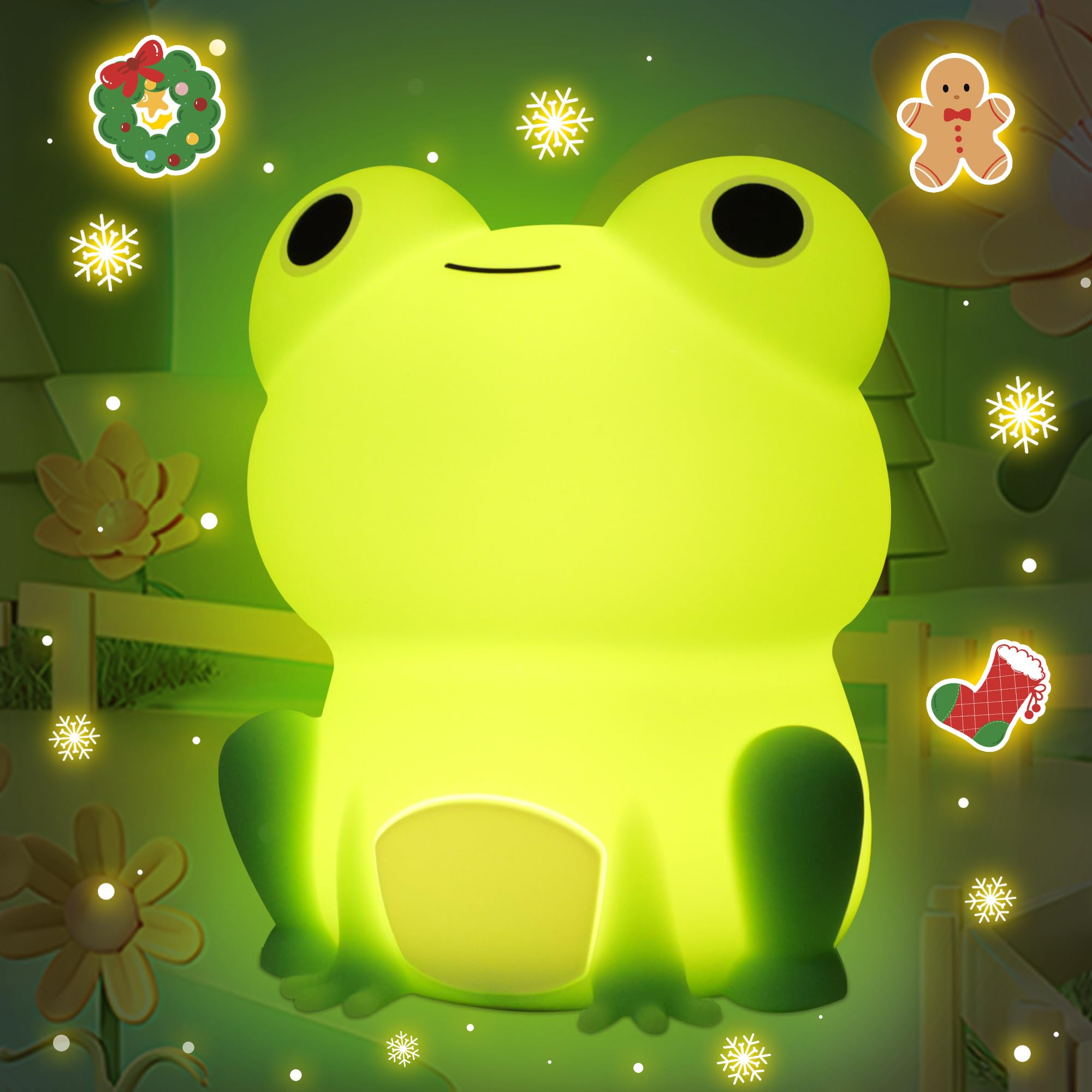 Attivolife Cute Frog Night Light For Kid  Squishy Animal Silicone Lamp  Rechargeable Portable And Dimmable Touch Control  Best Bedroom Bedside Decor Christmas Birthday Gift For Boy Girl Toddler