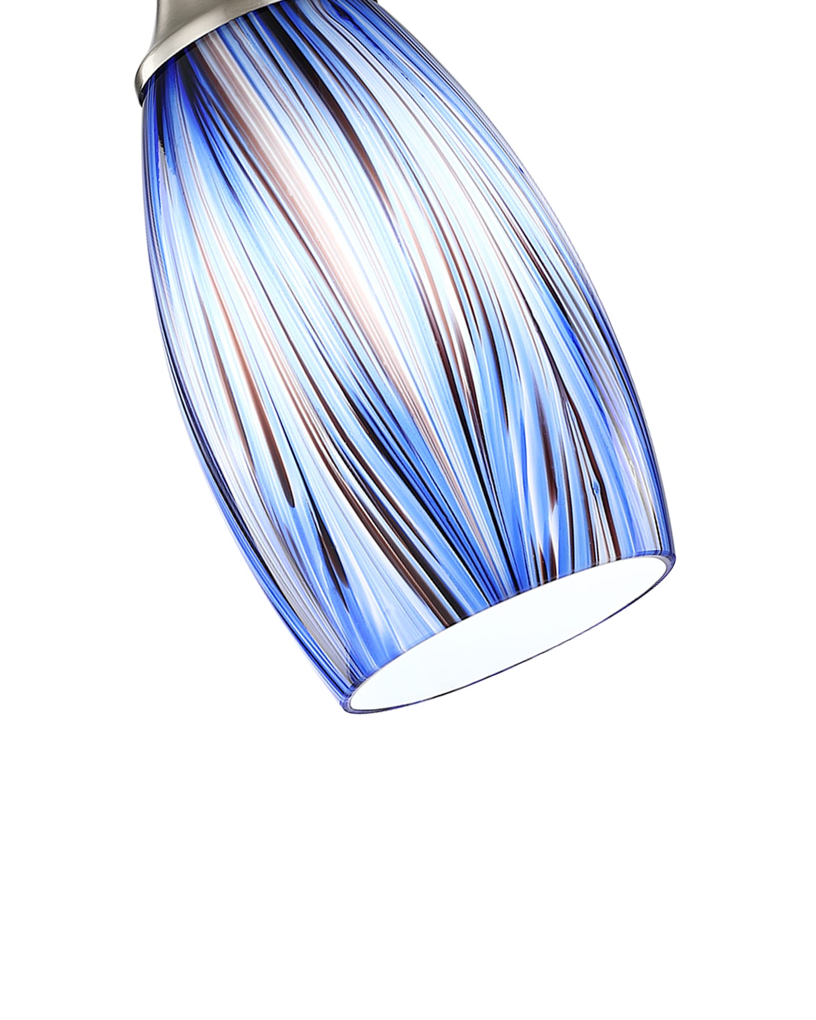 Karyfine Dark Blue Glass Mini Pendant Lights For Kitchen Island 3Pack Blown Art Glass Pendant Lighting Shade Hanging Pendant Lights With Brushed Nickel Finish For Kitchen Over Sink,Dining Room