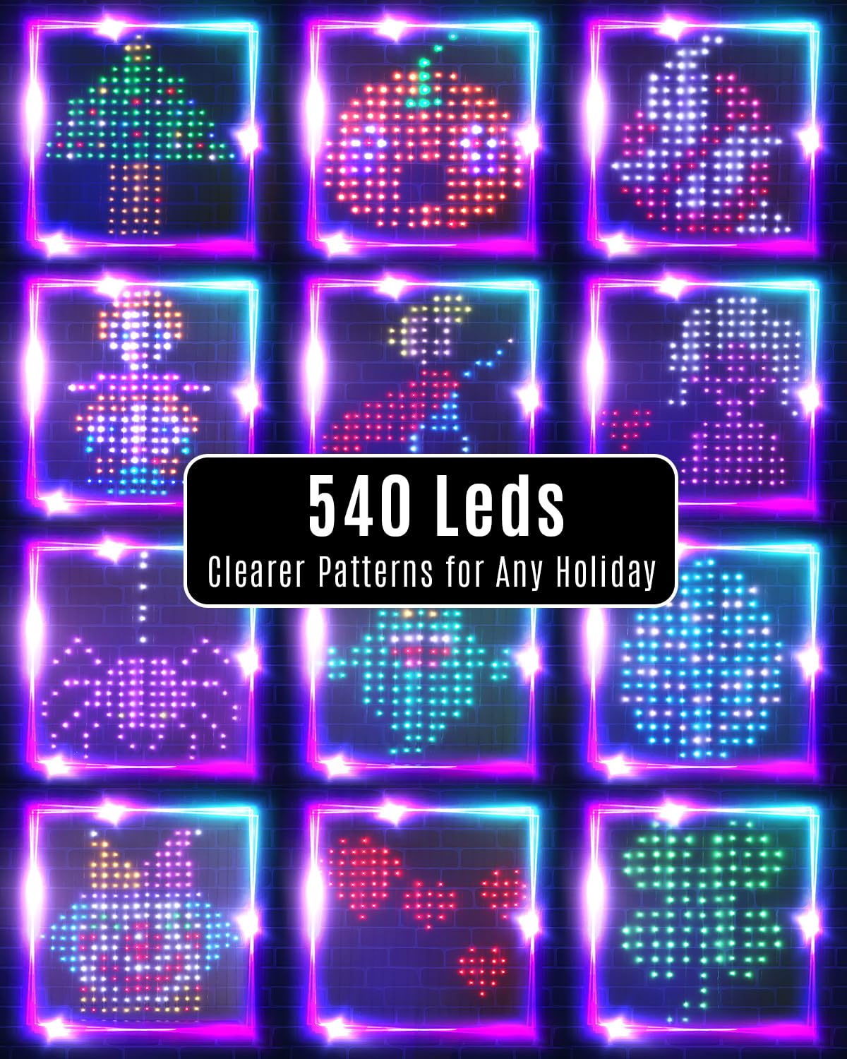 540Leds Dynamic Curtain Lights, Smart App And Remote Control Diy Christmas Window Lights, Color Changing Animated Led Curtain String Lights Ip65 Waterproof For Bedroom Wall Outdoor Decor, 5 X 6.6Ft