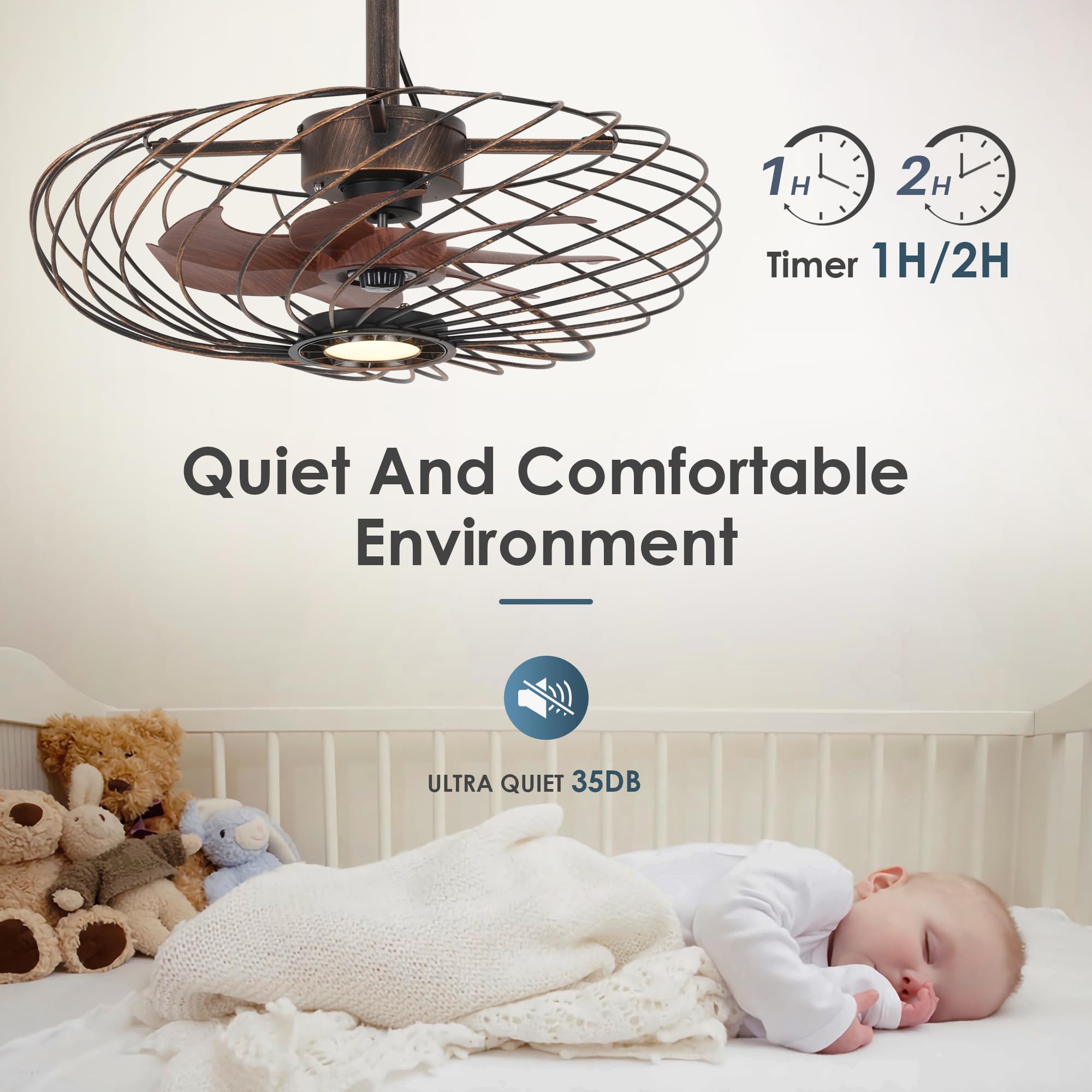 OSGNER 20in Outdoor Ceiling Fan with Light, Waterproof, Dimmable LED, Black Gold, Model F429-20-SG