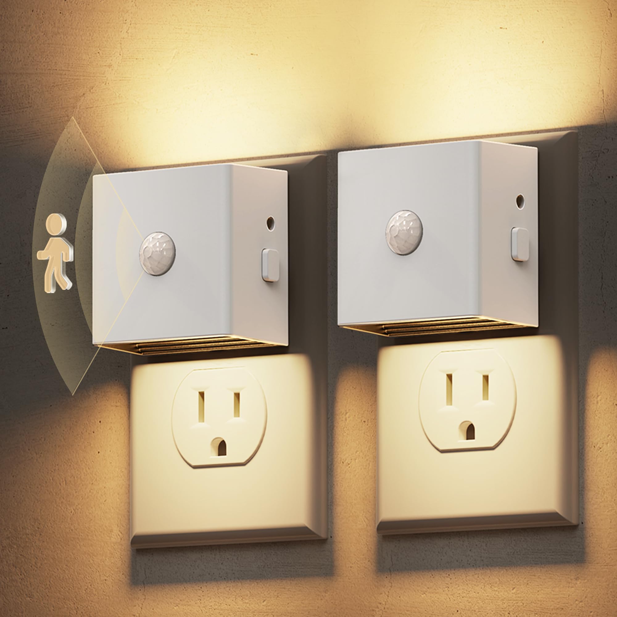 L LOHAS LED Night Light,Plug in Night Light with Motion Sensor and Dusk to Dawn Sensor,[2-Pack] Brightness Adjustable,3000K Soft